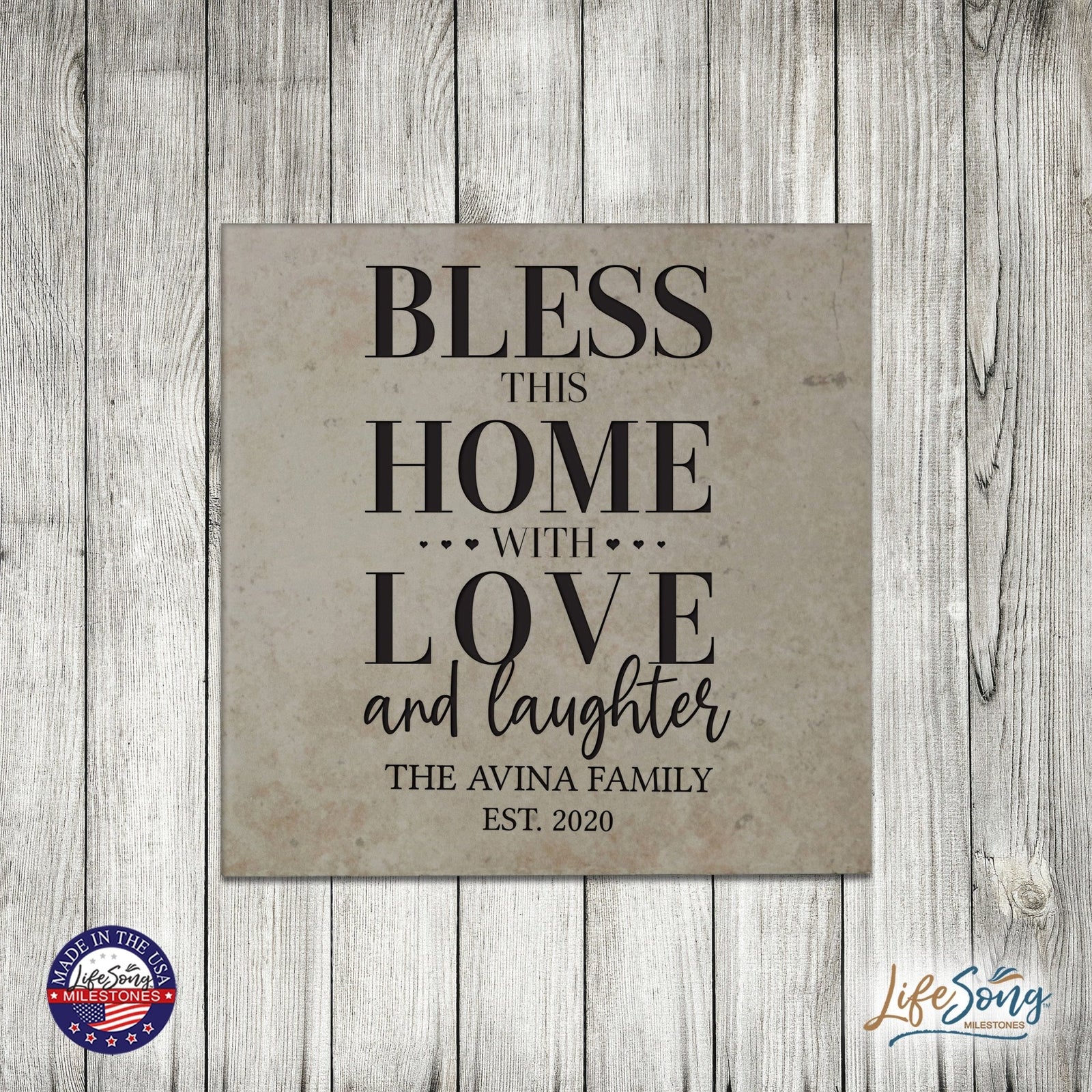 Personalized Ceramic Trivet with Inspirational verse 5.75in (Bless This Home) - LifeSong Milestones