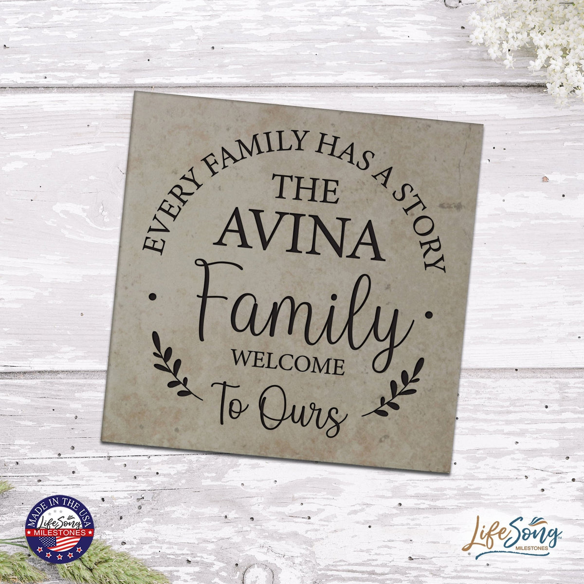 Personalized Ceramic Trivet with Inspirational verse 5.75in (Every Family Has) - LifeSong Milestones