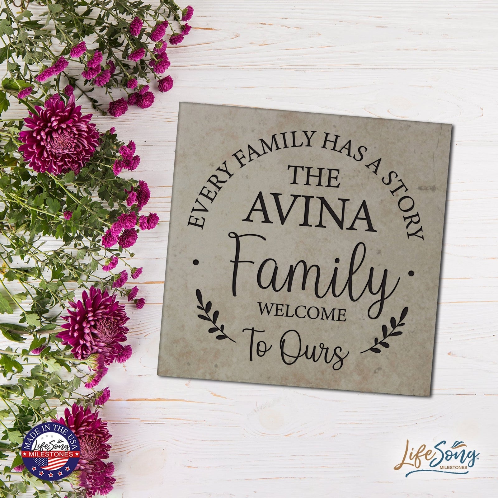 Personalized Ceramic Trivet with Inspirational verse 5.75in (Every Family Has) - LifeSong Milestones