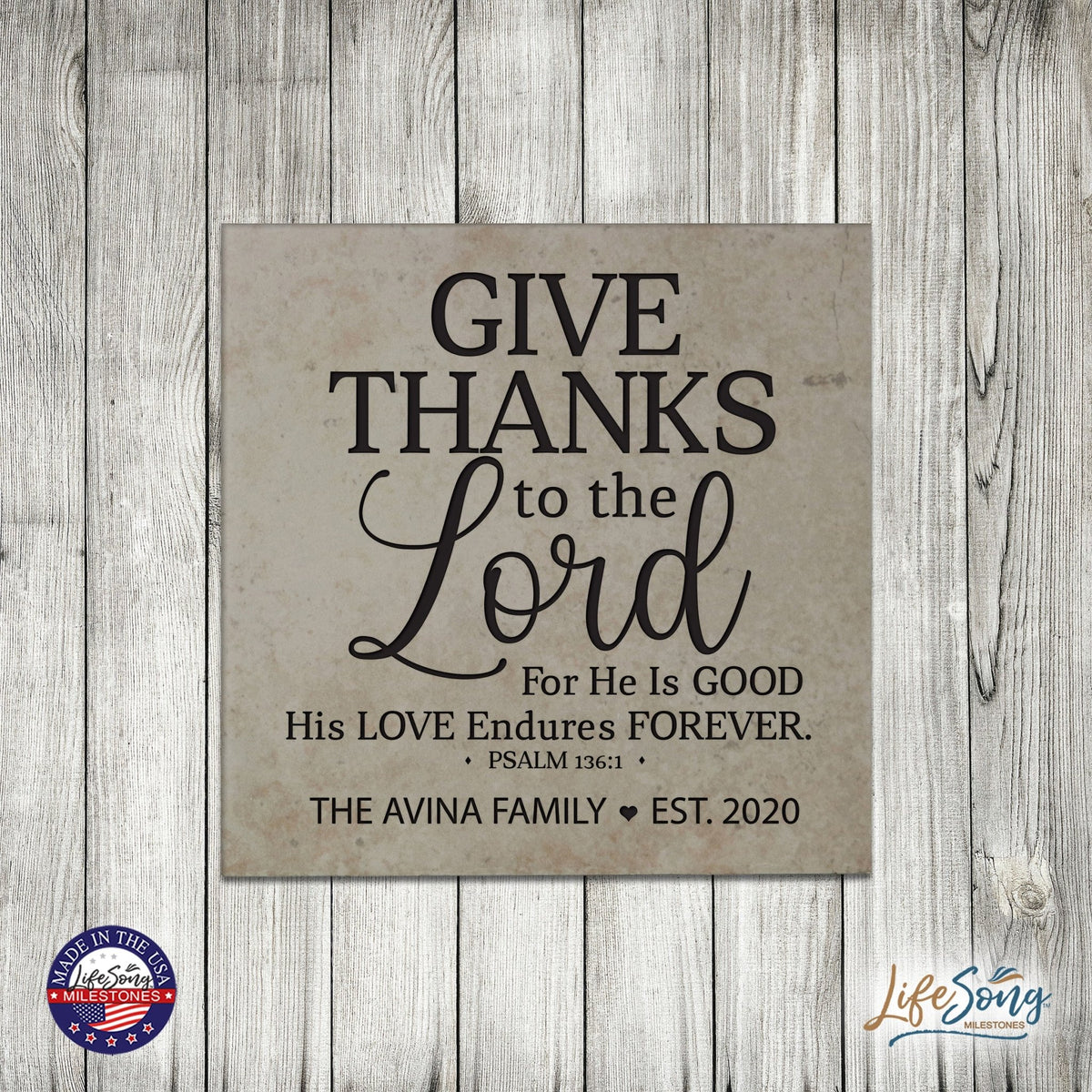 Personalized Ceramic Trivet with Inspirational verse 5.75in (Give Thanks) - LifeSong Milestones