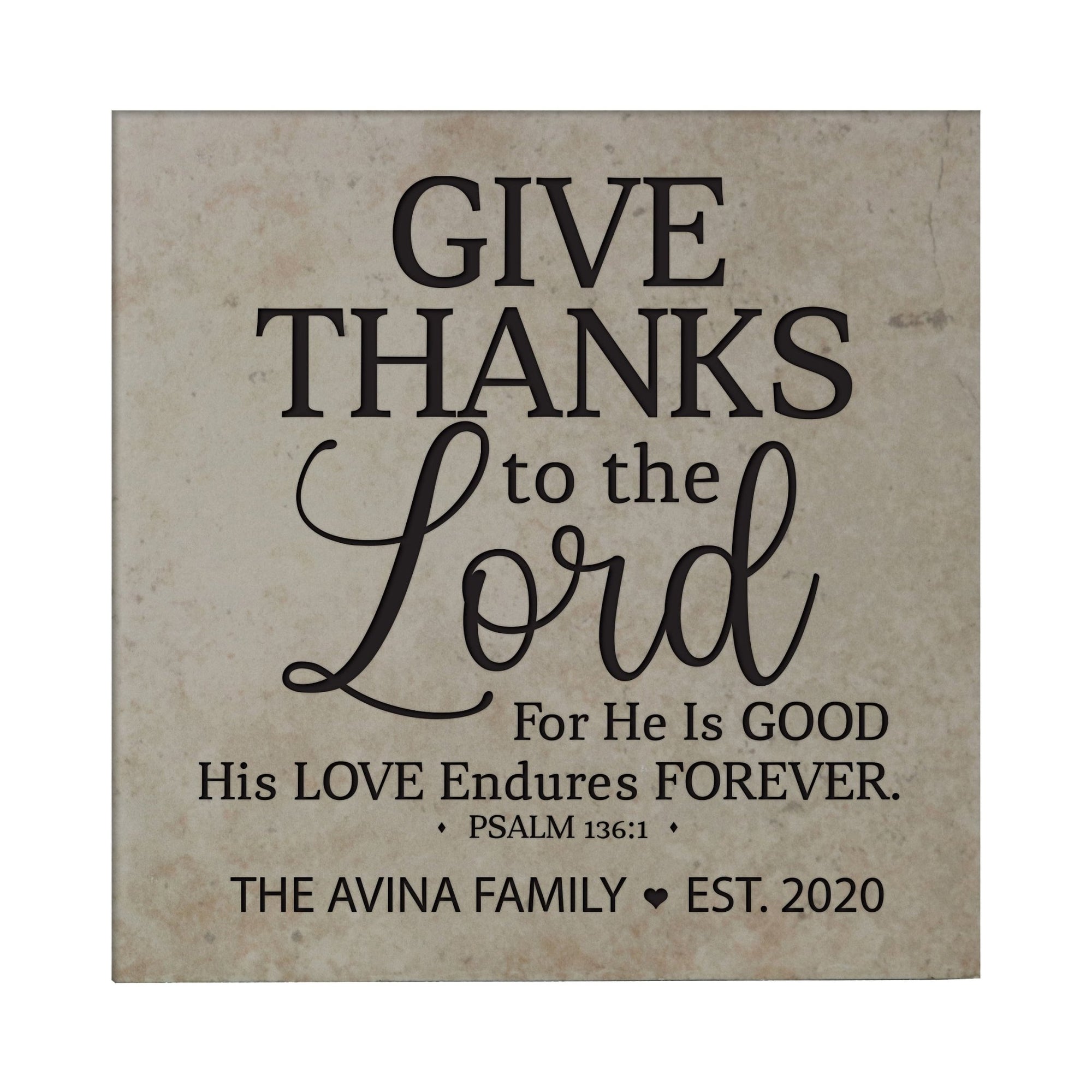 Personalized Ceramic Trivet with Inspirational verse 5.75in (Give Thanks) - LifeSong Milestones