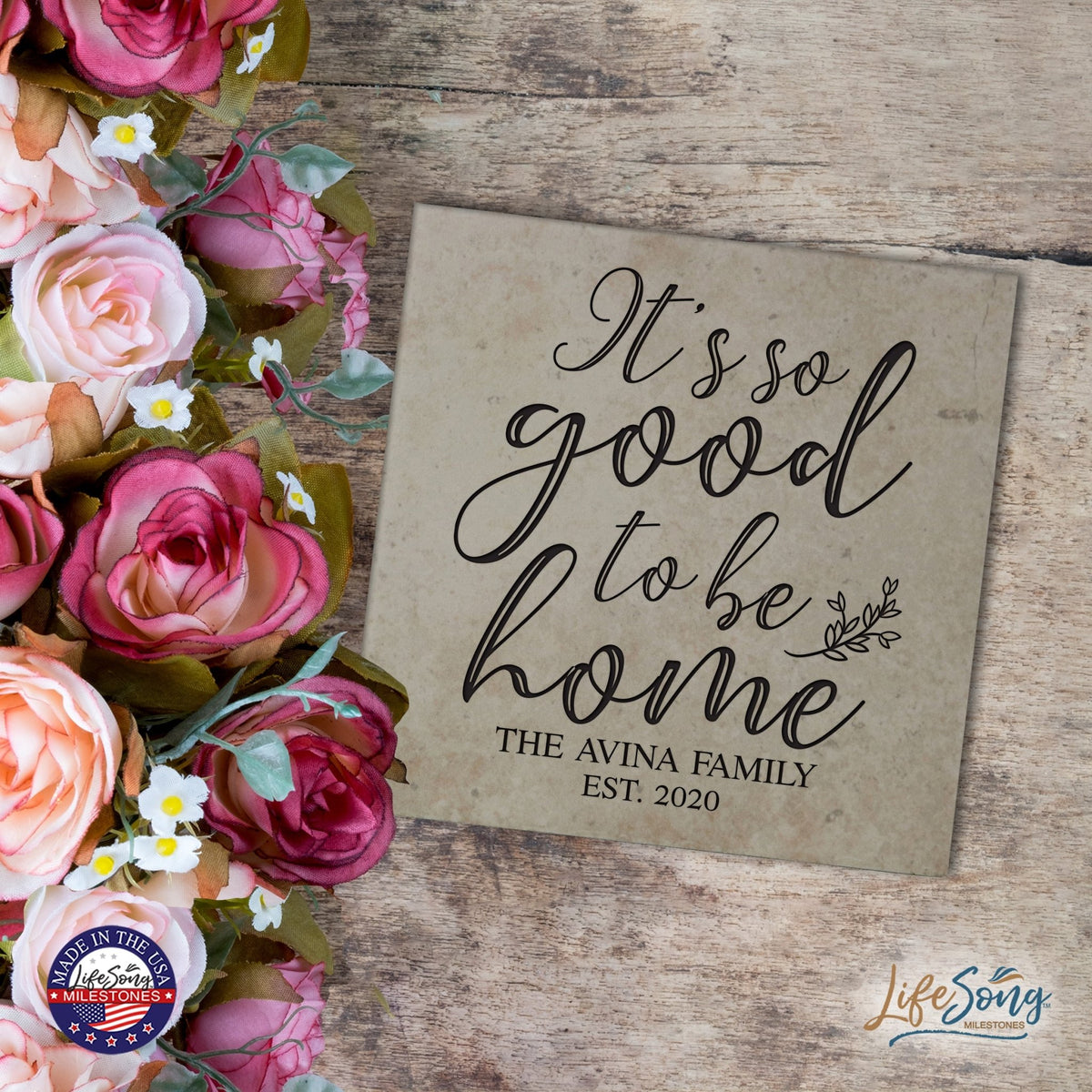 Personalized Ceramic Trivet with Inspirational verse 5.75in (It's So Good) - LifeSong Milestones