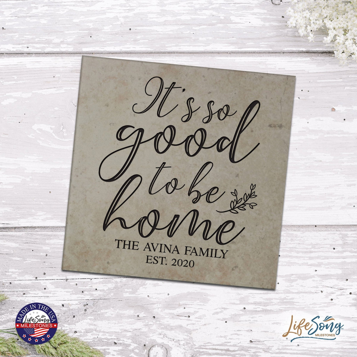 Personalized Ceramic Trivet with Inspirational verse 5.75in (It's So Good) - LifeSong Milestones