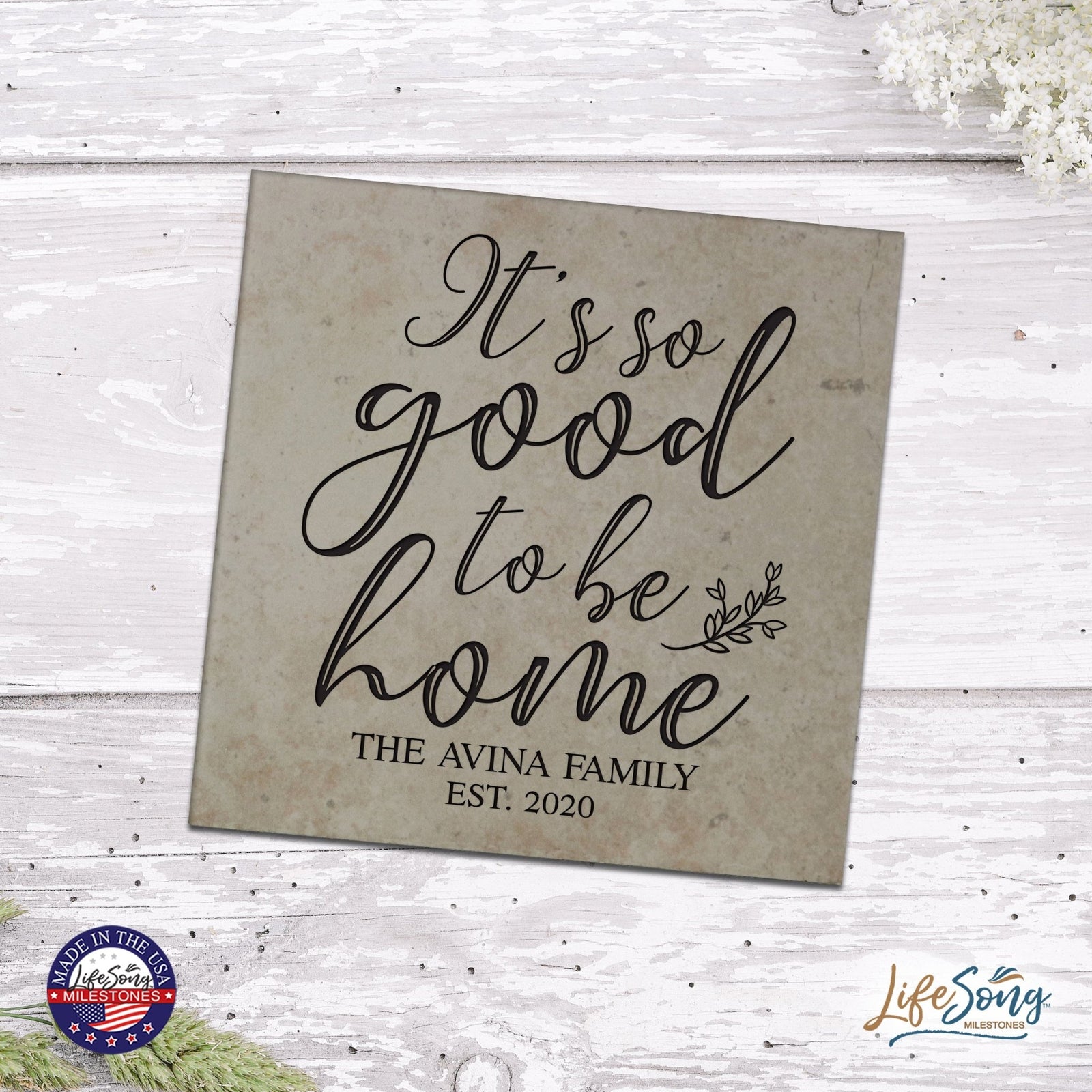Personalized Ceramic Trivet with Inspirational verse 5.75in (It's So Good) - LifeSong Milestones