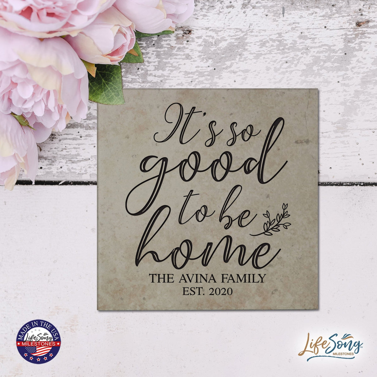 Personalized Ceramic Trivet with Inspirational verse 5.75in (It's So Good) - LifeSong Milestones