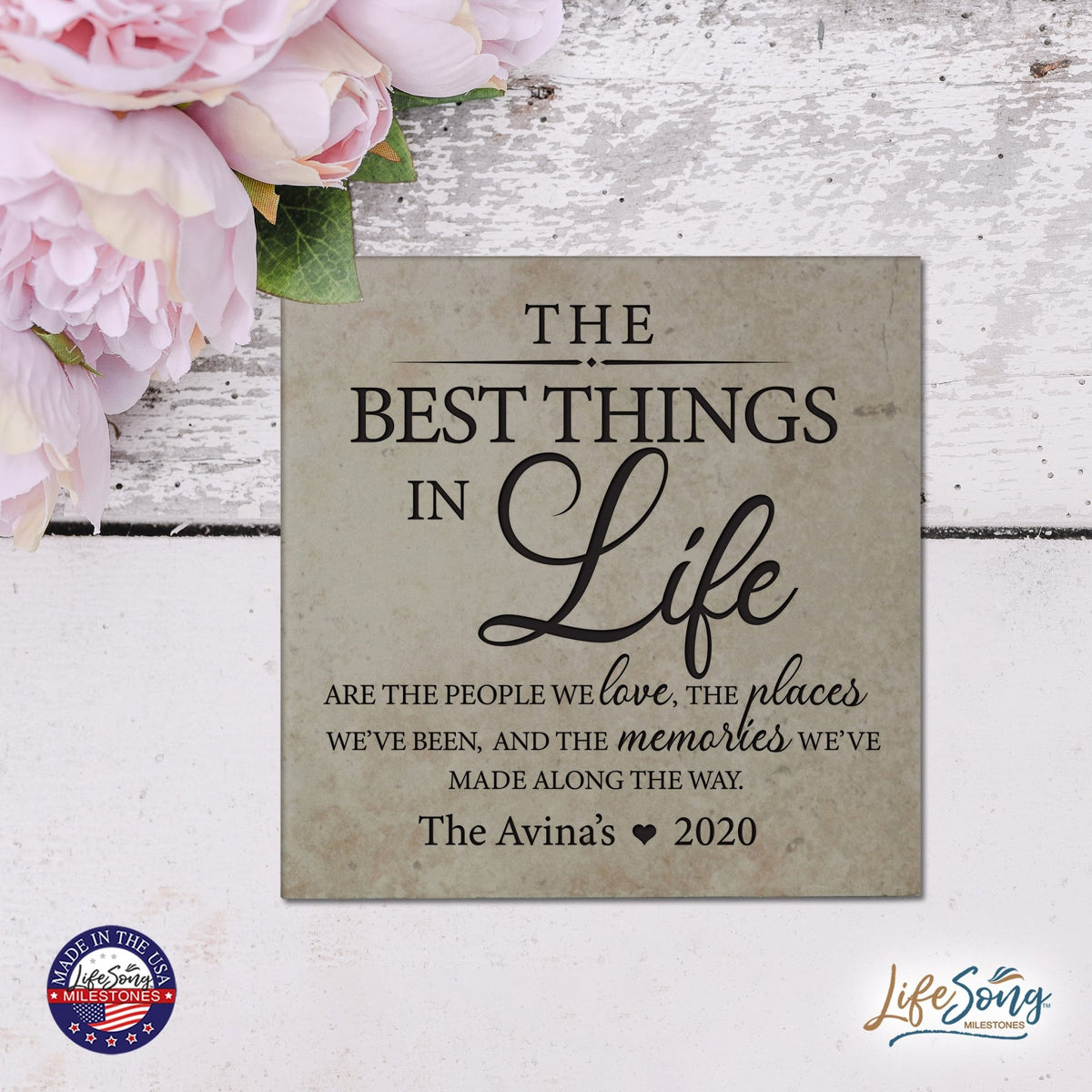 Personalized Ceramic Trivet with Inspirational verse 5.75in (The Best Things) - LifeSong Milestones