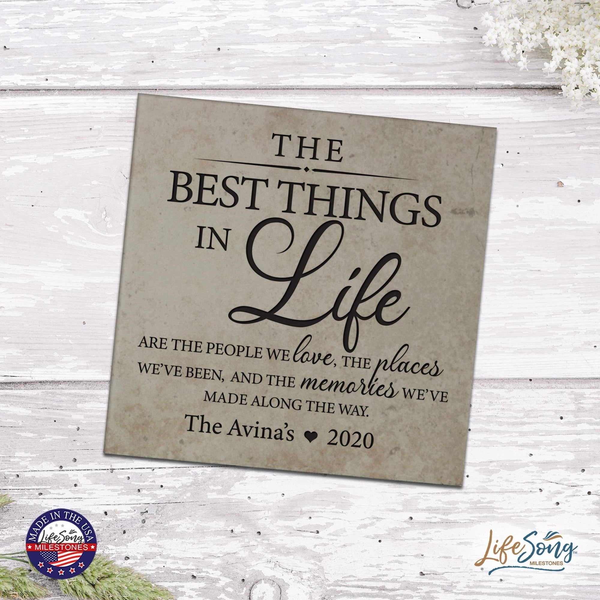 Personalized Ceramic Trivet with Inspirational verse 5.75in (The Best Things) - LifeSong Milestones