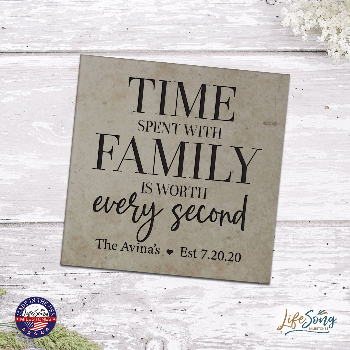 Personalized Ceramic Trivet with Inspirational verse 5.75in (Time Spent With) - LifeSong Milestones