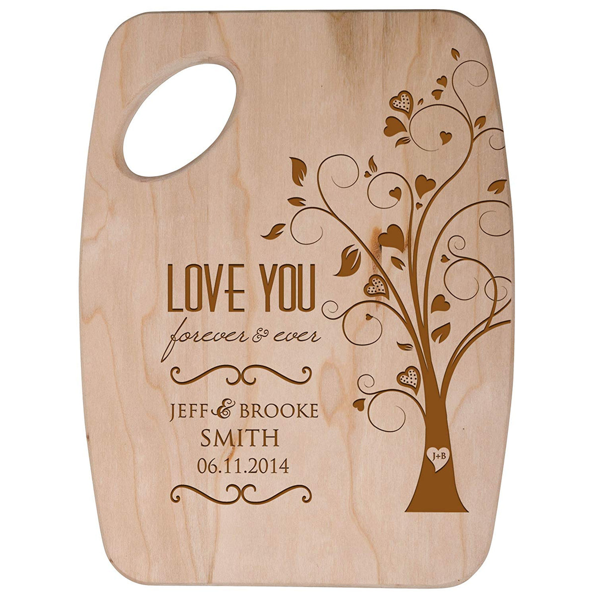 Personalized Cheese Cutting Board Gift &quot;Love You Forever and Ever&quot; - LifeSong Milestones