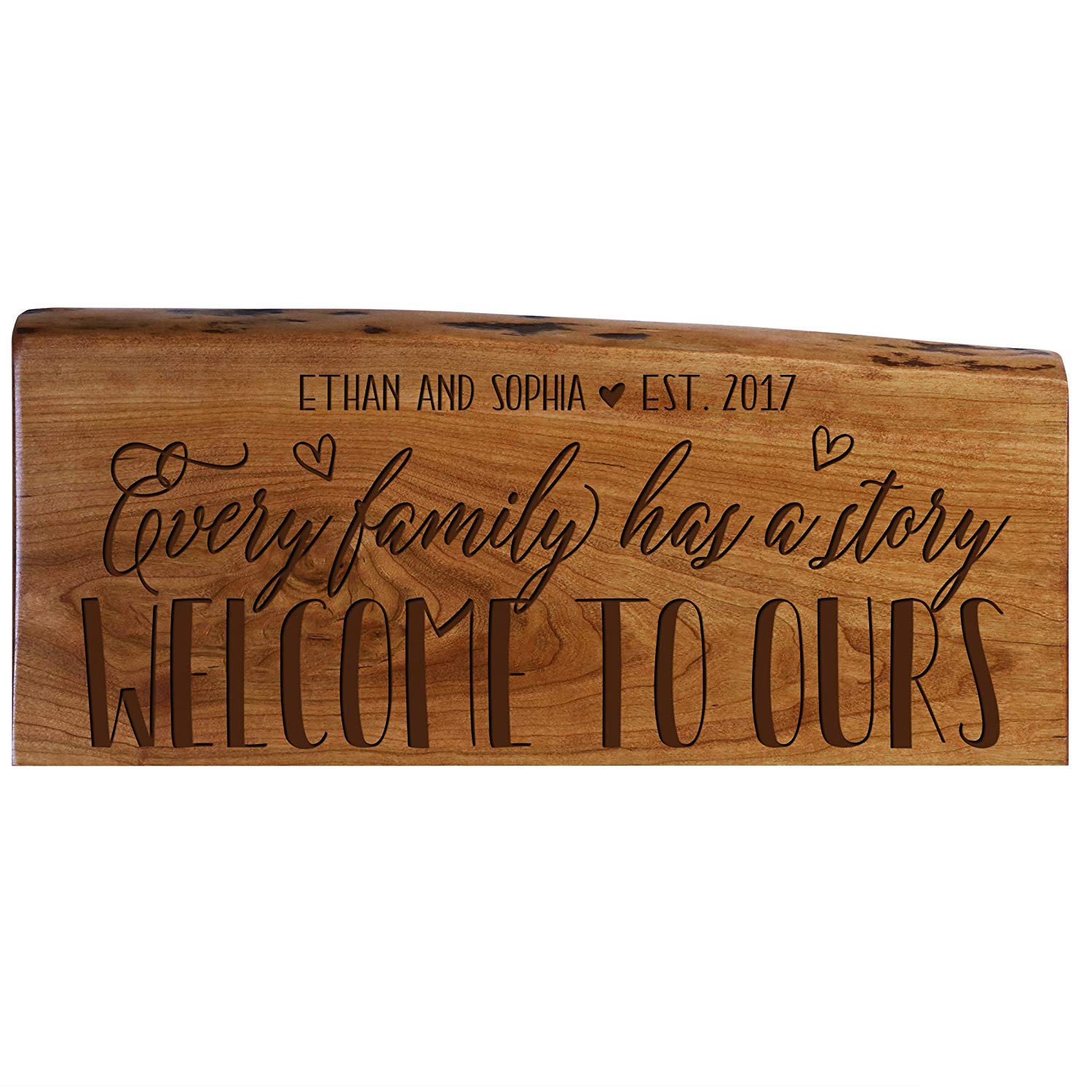 Personalized Cherry Wood Live Edge Wall Plaque - Family - LifeSong Milestones