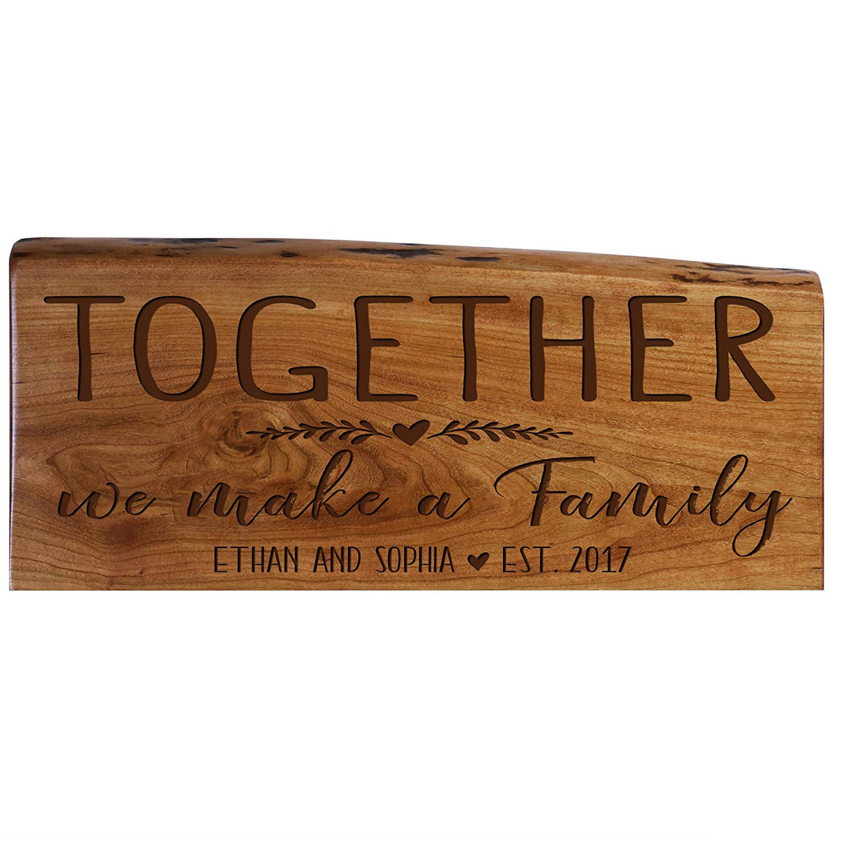 Personalized Cherry Wood Live Edge Wall Plaque - Family - LifeSong Milestones