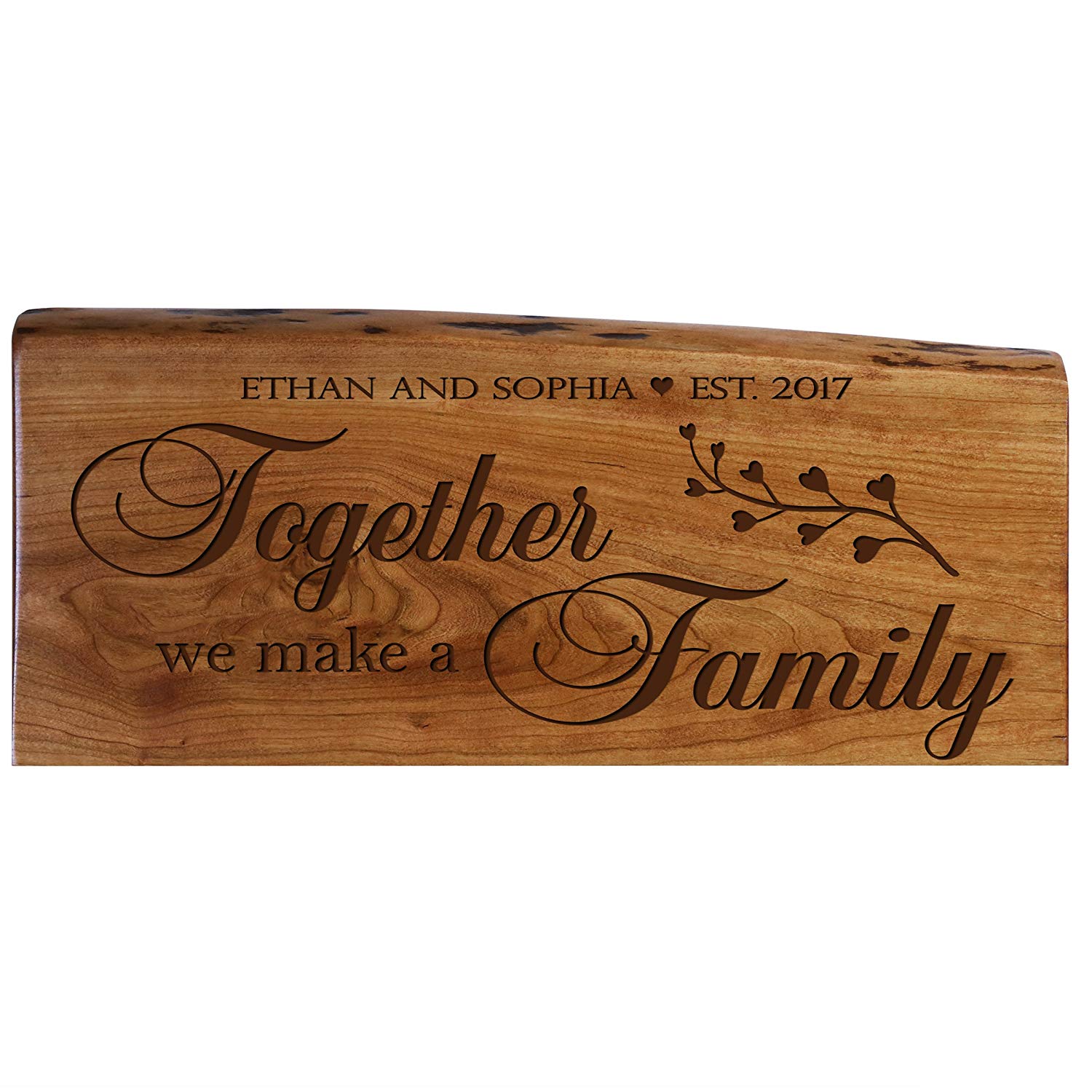 Personalized Cherry Wood Live Edge Wall Plaque - Family - LifeSong Milestones