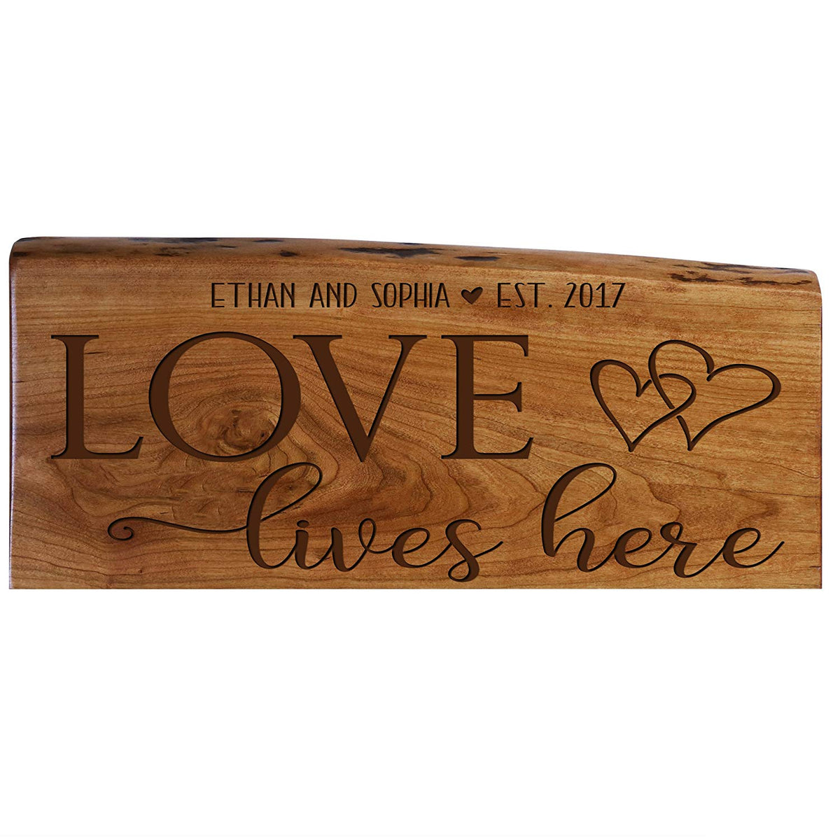 Personalized Cherry Wood Live Edge Wall Plaque - Family - LifeSong Milestones