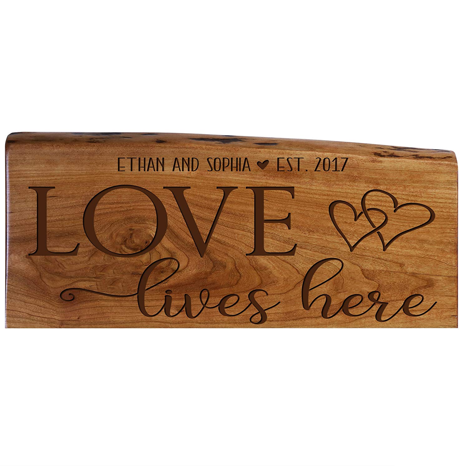 Personalized Cherry Wood Live Edge Wall Plaque - Family - LifeSong Milestones