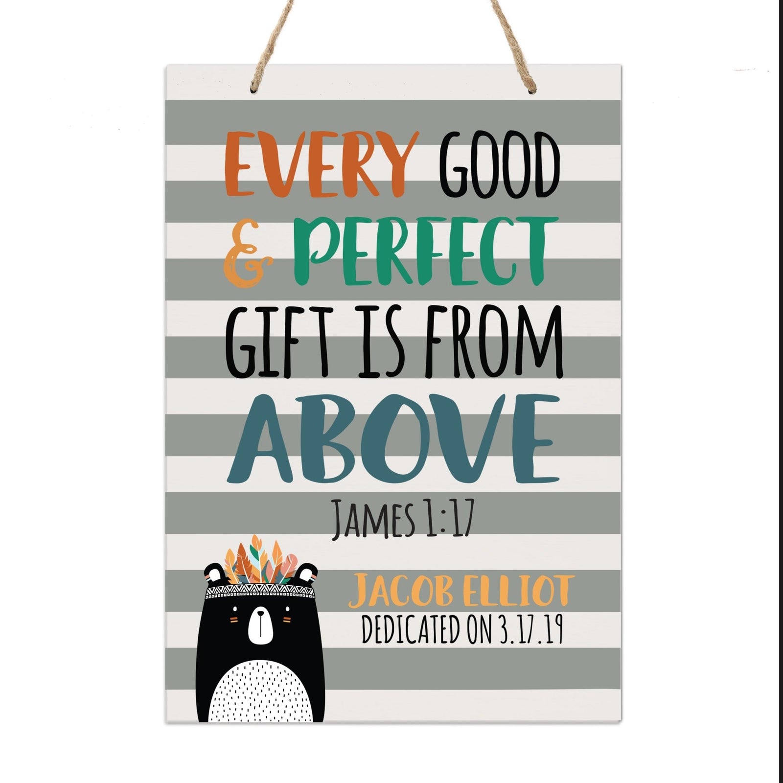 Personalized Wall Hanging Rope Signs Baptism Gifts For Boy And Girls