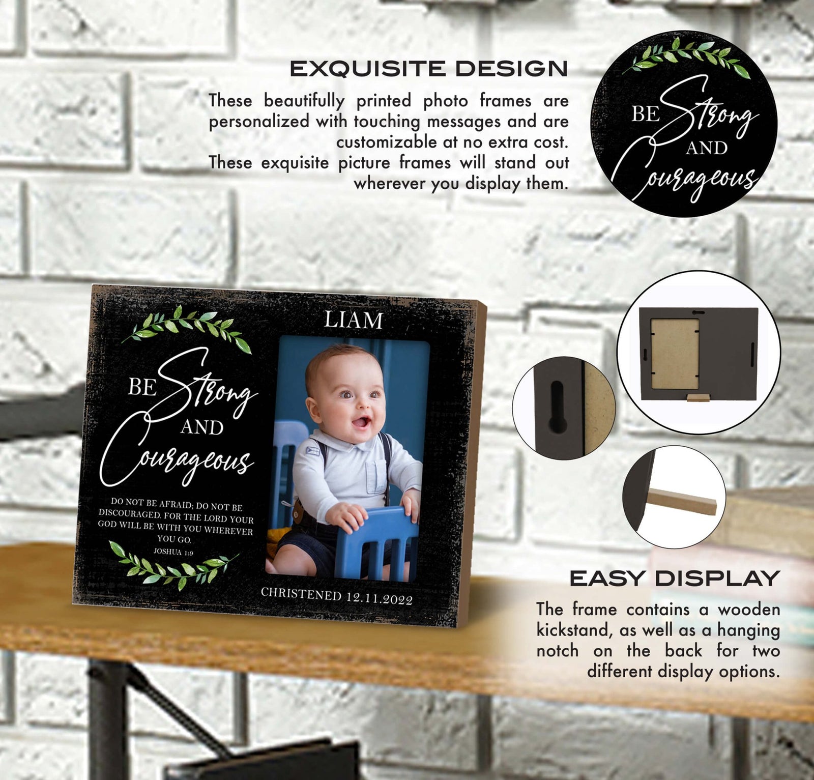 Personalized Christening Photo Frame - Be Strong - LifeSong Milestones