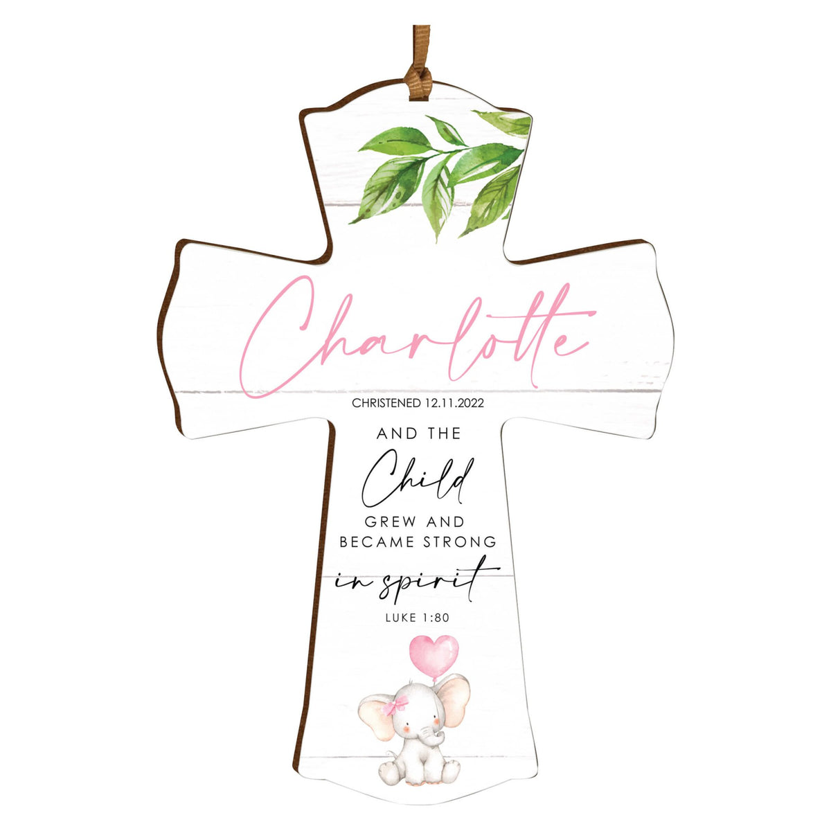 Personalized Christening Wooden Hanging Mini Cross - LifeSong Milestones