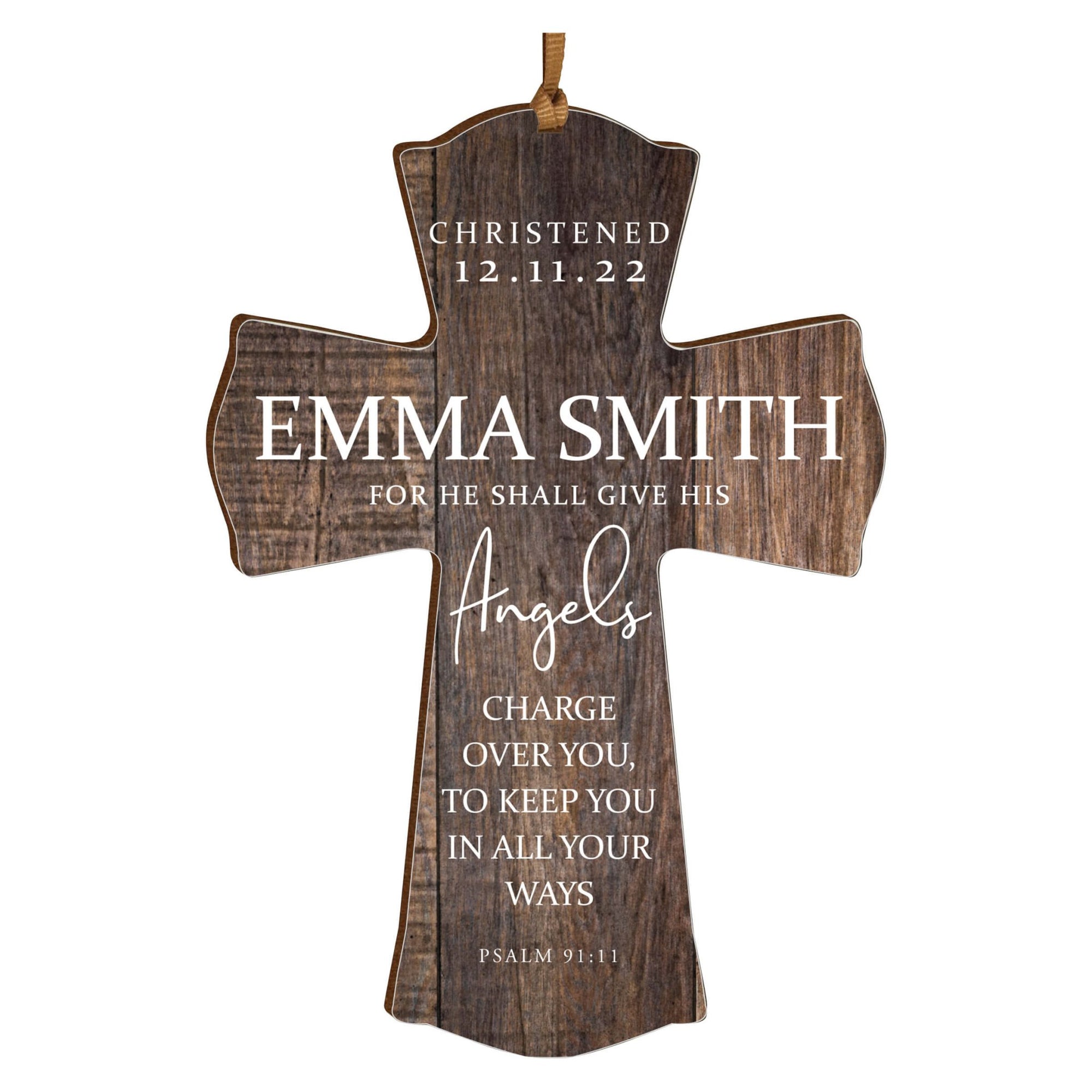 Personalized Christening Wooden Hanging Mini Cross - LifeSong Milestones