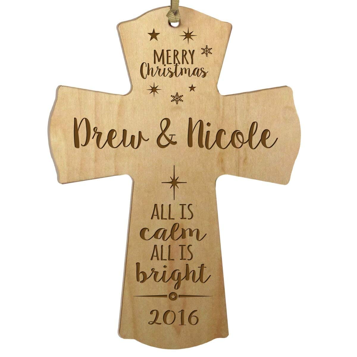 Personalized Christmas Cross Decor - All Is Calm - LifeSong Milestones