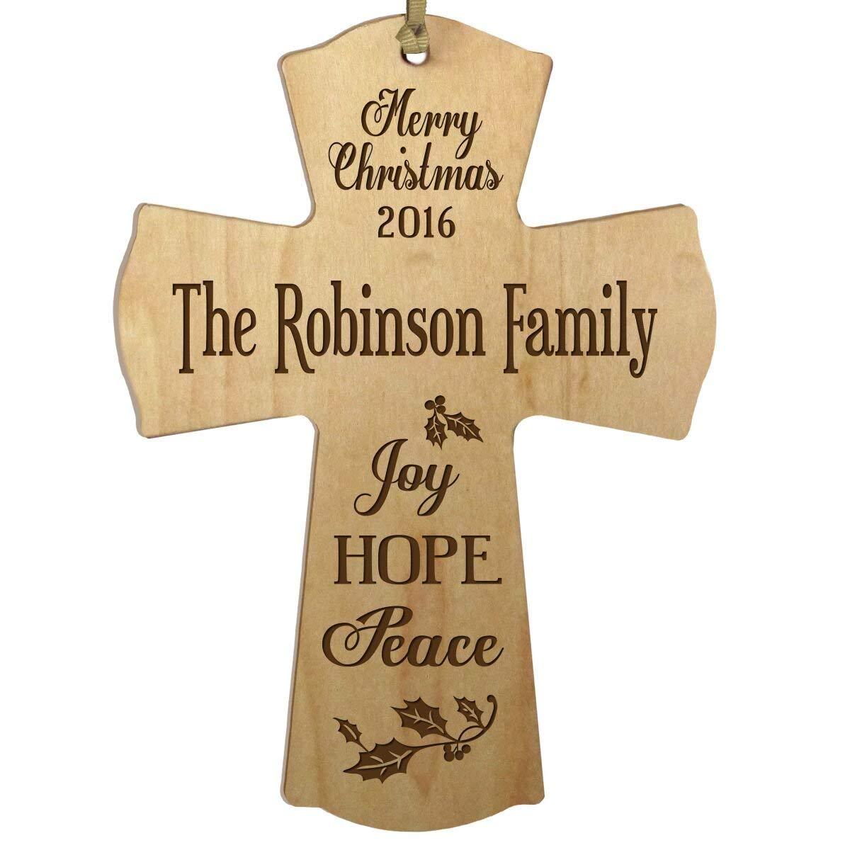 Personalized Christmas Cross Decor - Joy Hope Peace - LifeSong Milestones