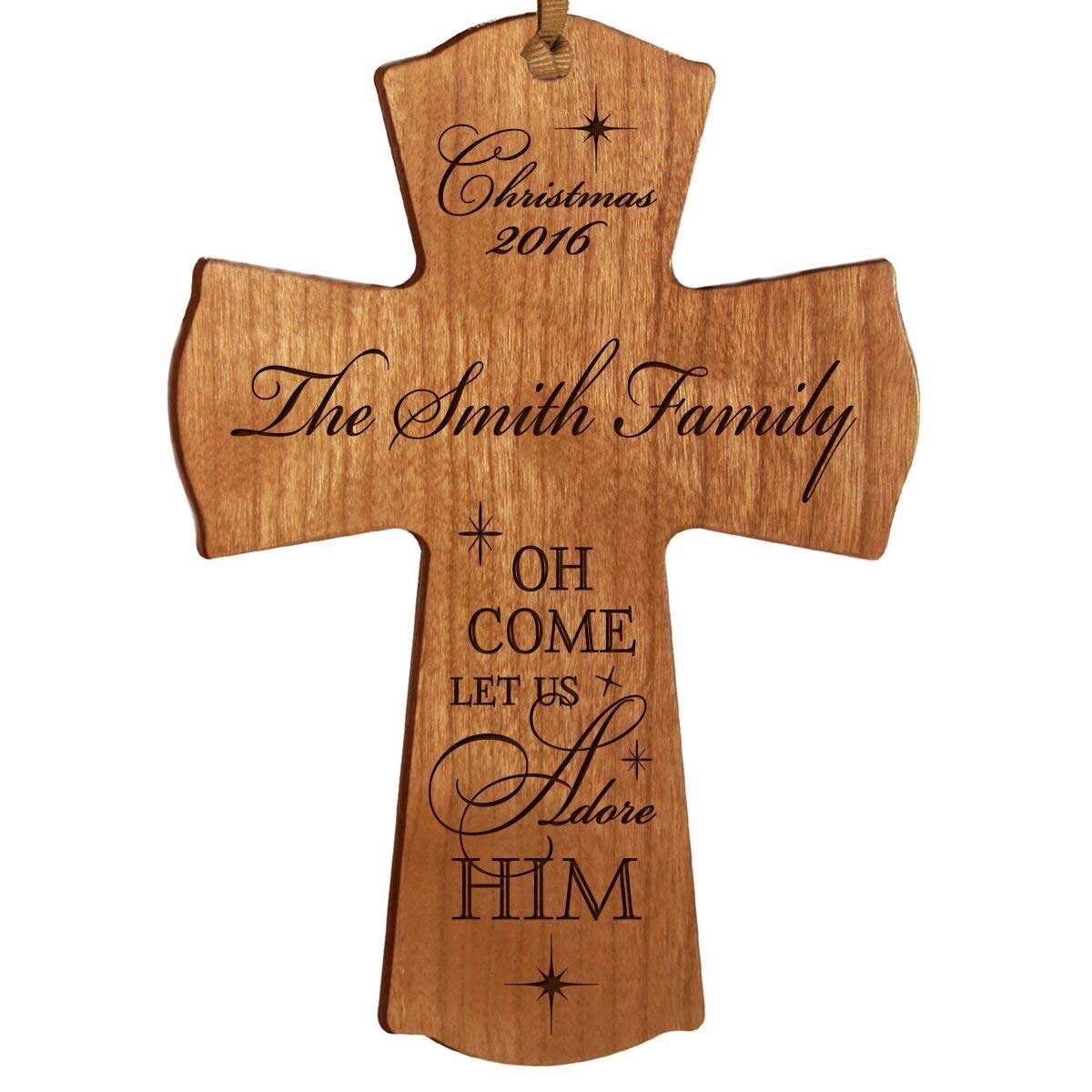 Personalized Christmas Cross Decor - Oh Come Adore Him - LifeSong Milestones