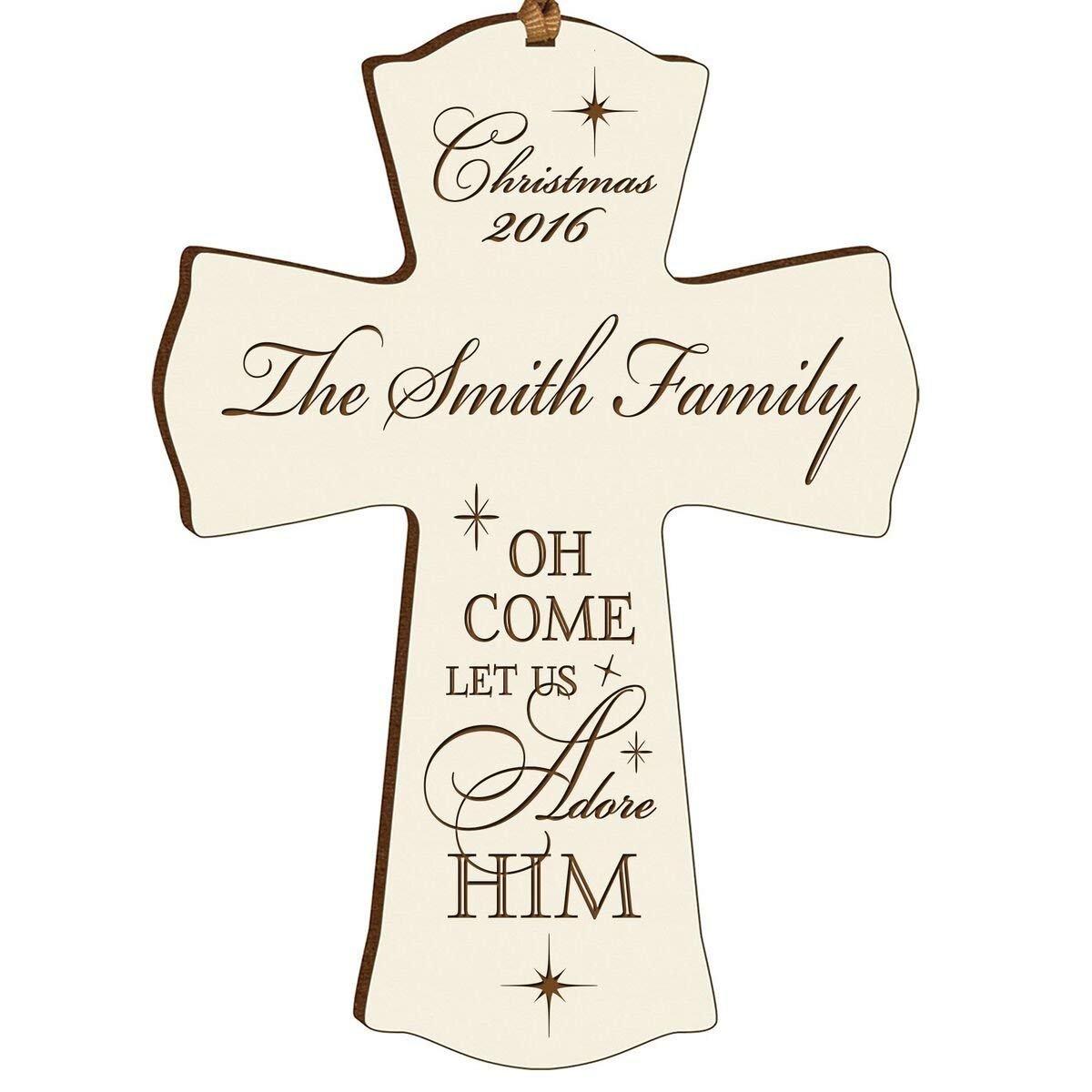 Personalized Christmas Cross Decor - Oh Come Adore Him - LifeSong Milestones