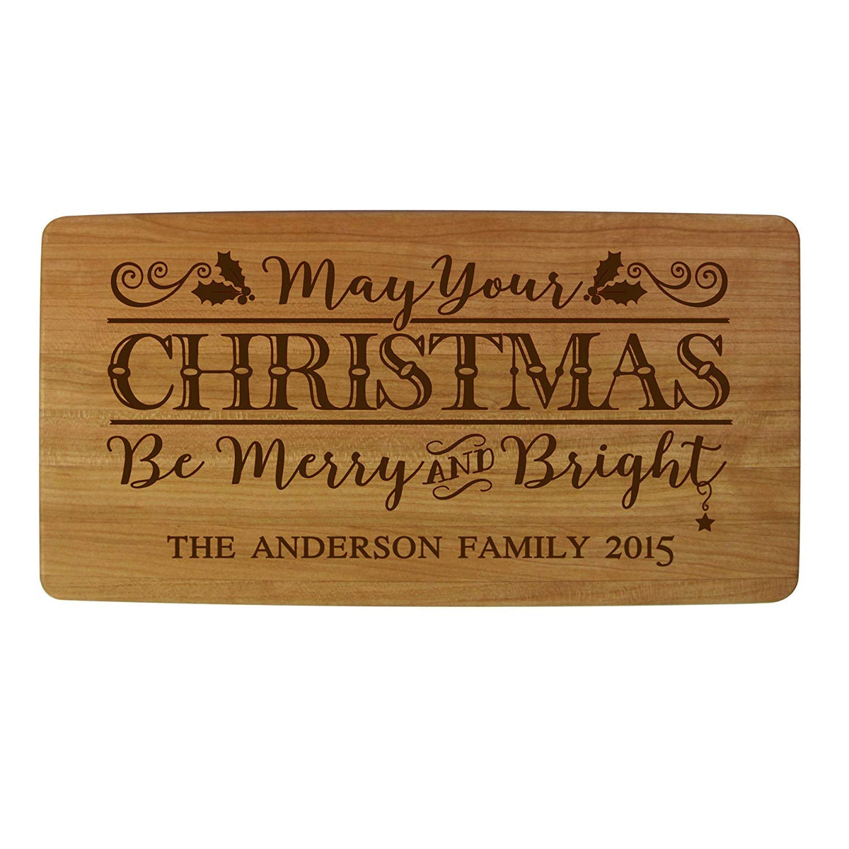 Personalized Christmas Cutting Board - Merry &amp; Bright - LifeSong Milestones