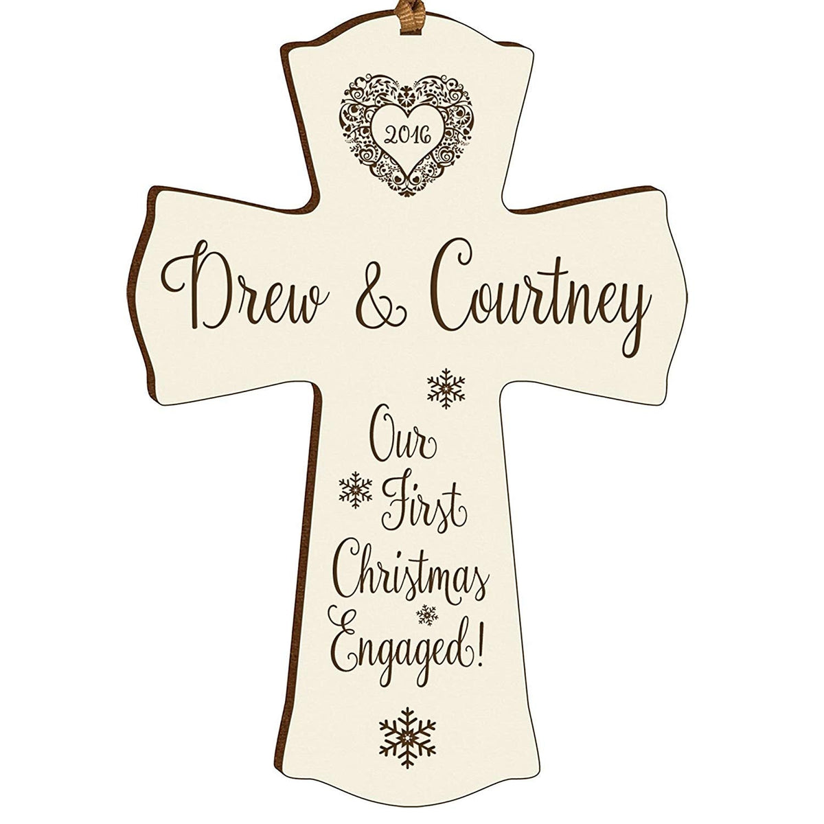 Personalized Christmas Engaged Wall Cross - LifeSong Milestones