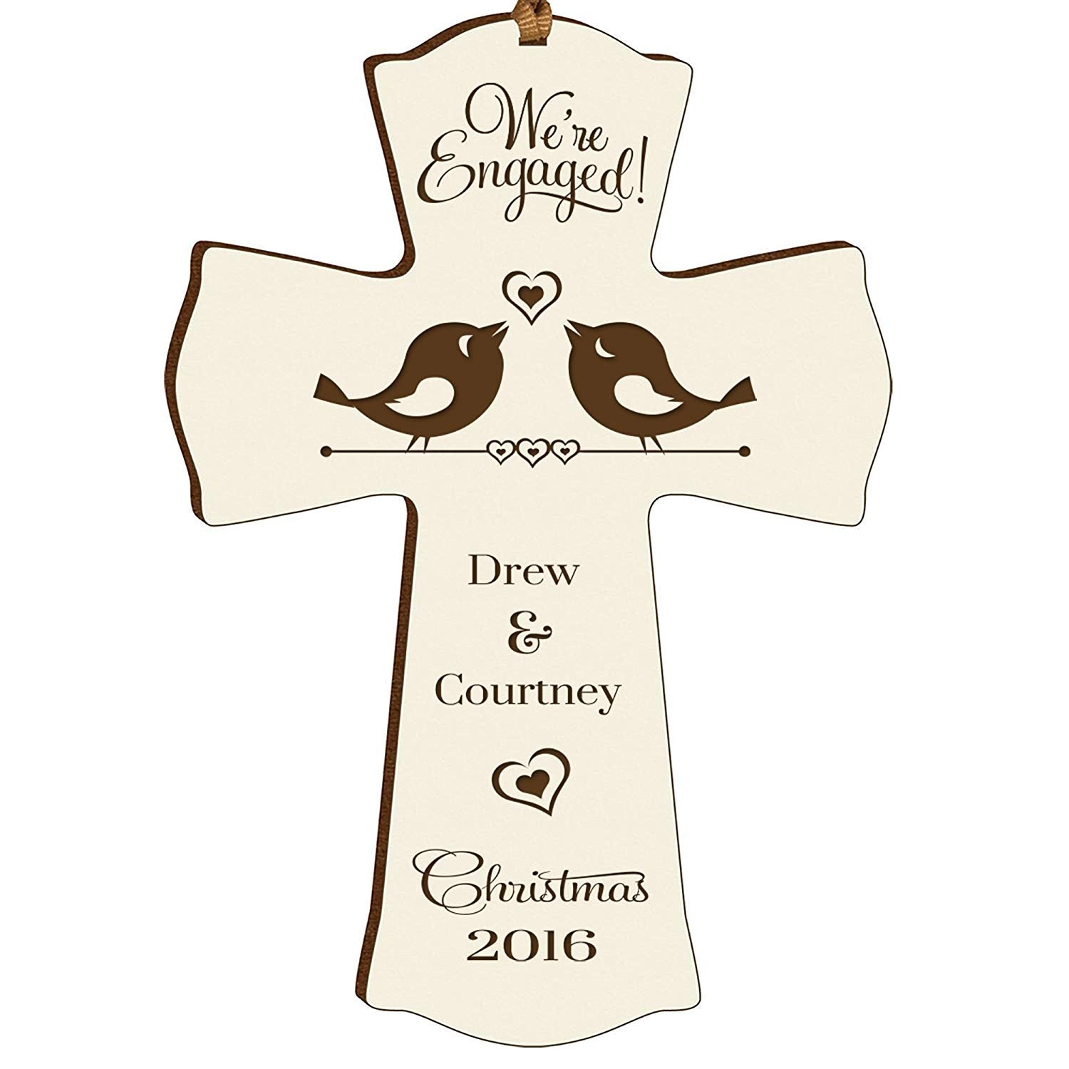 Personalized Christmas Engaged Wall Cross - LifeSong Milestones