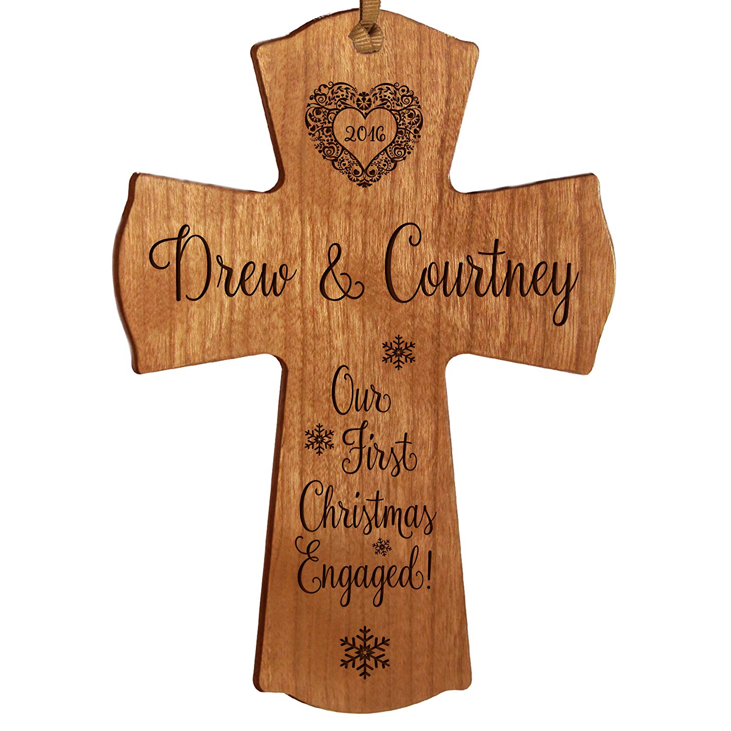 Personalized Christmas Engaged Wall Cross - LifeSong Milestones