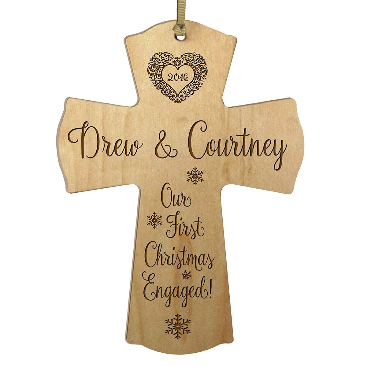 Personalized Christmas Engaged Wall Cross - LifeSong Milestones