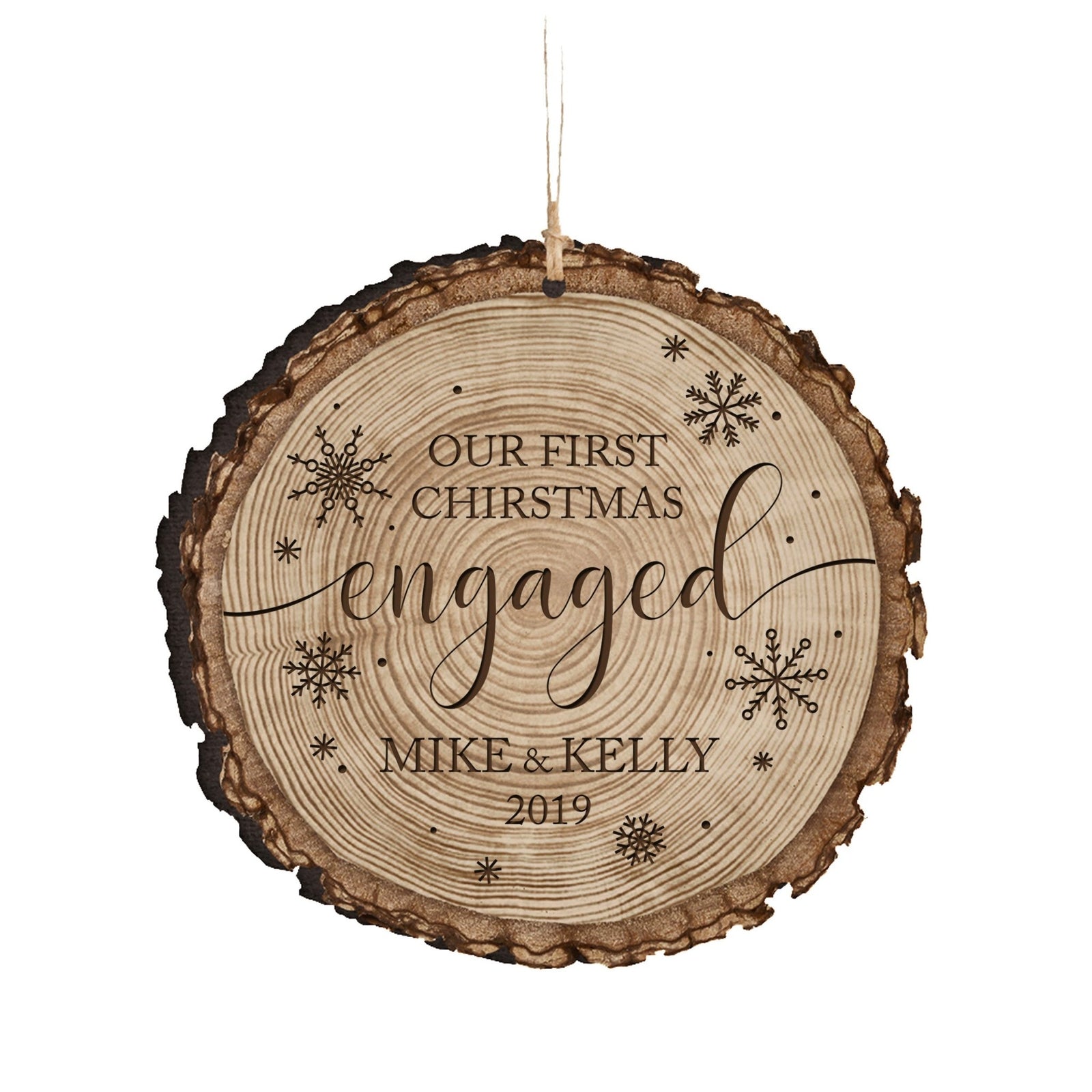 Personalized Christmas Engagement Ornament- Barky Snowflake - LifeSong Milestones