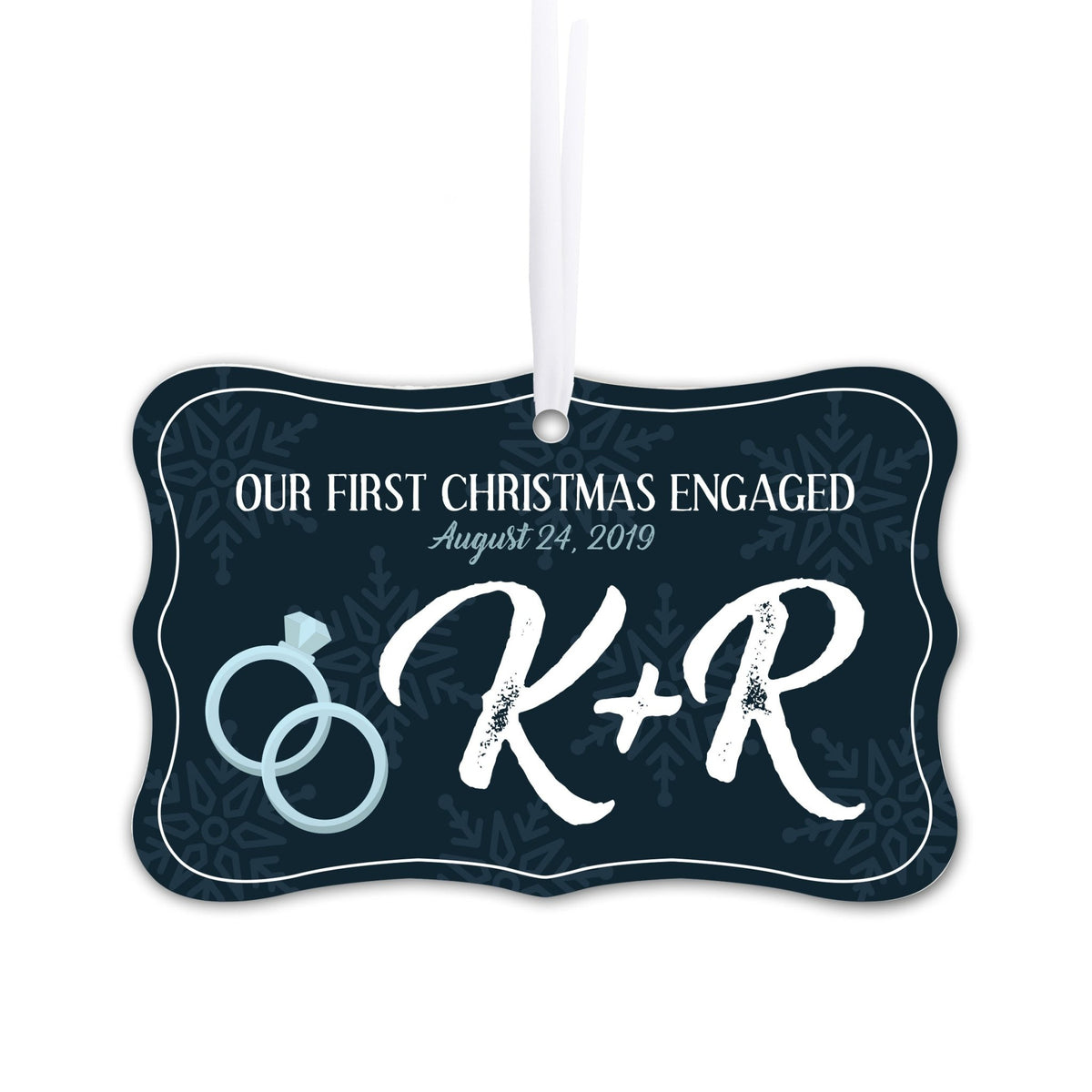Personalized Christmas Engagement Ornament- Vintage Snowflakes - LifeSong Milestones