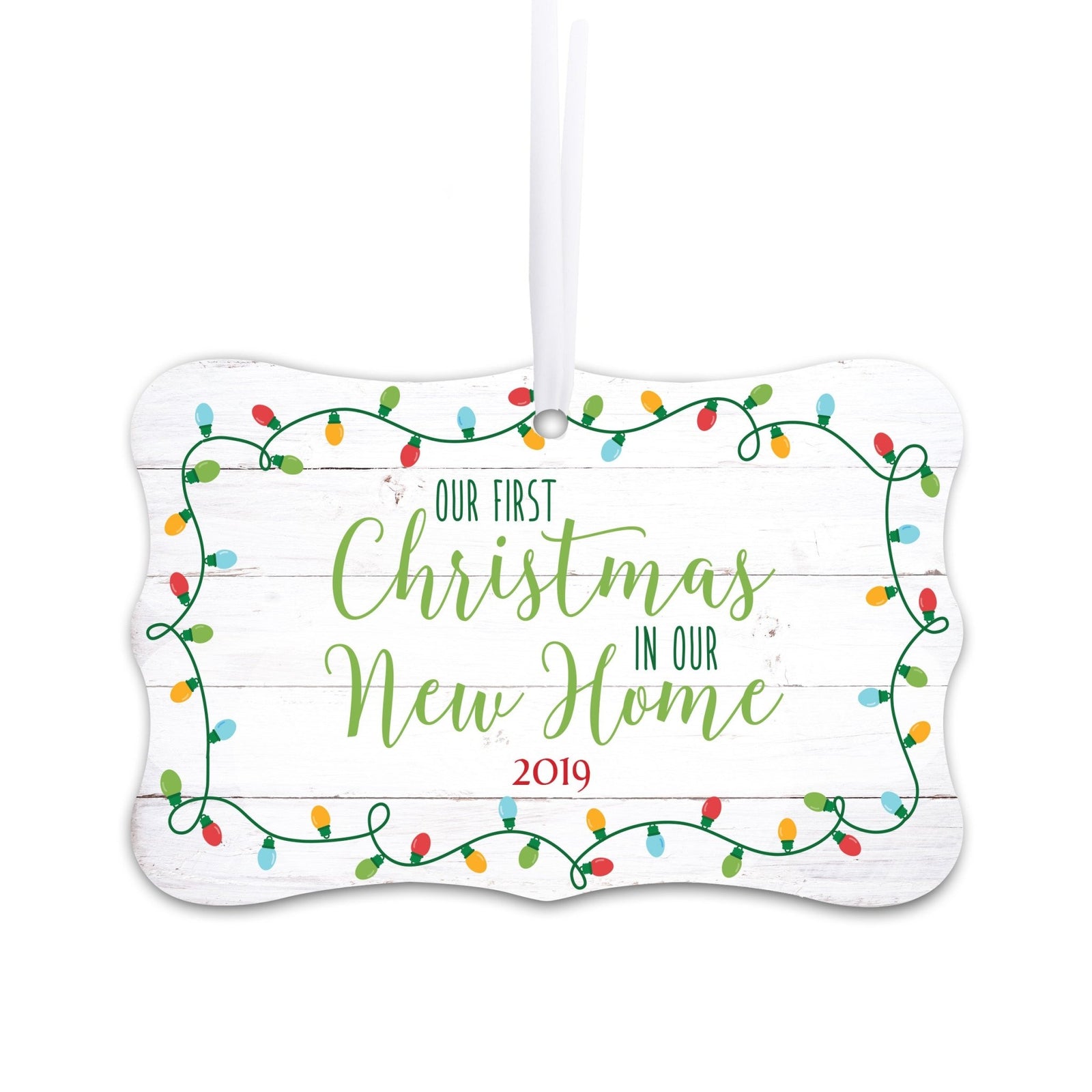Personalized Christmas New Home Ornament- Vintage Lights - LifeSong Milestones