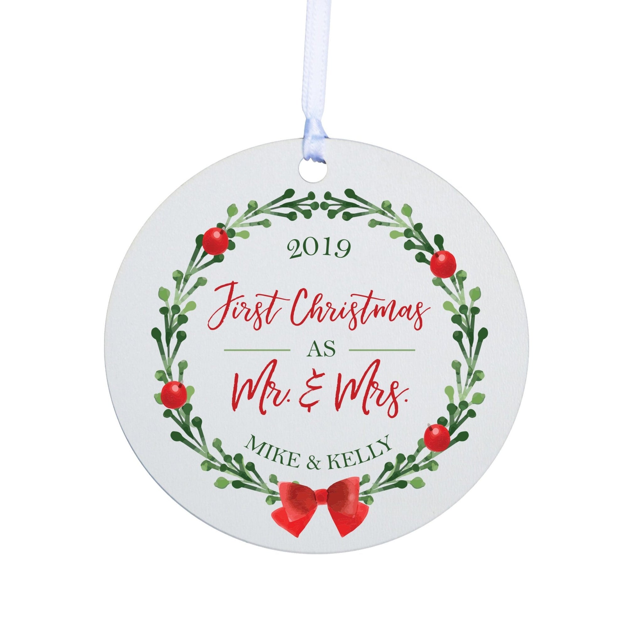Personalized Christmas Newly Married Ornament- Round Snowflakes - LifeSong Milestones
