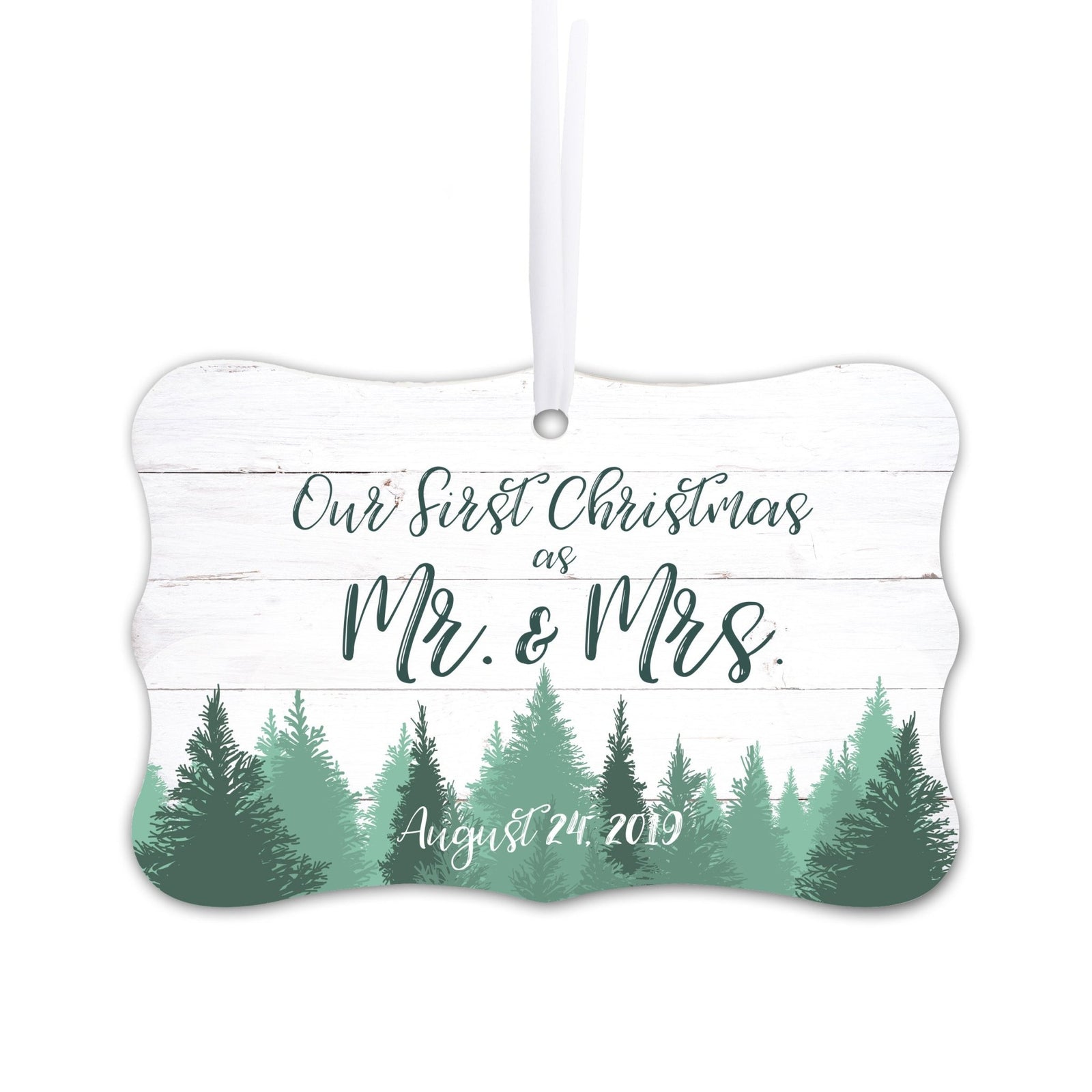 Personalized Christmas Newly Married Ornament- Vintage Trees - LifeSong Milestones