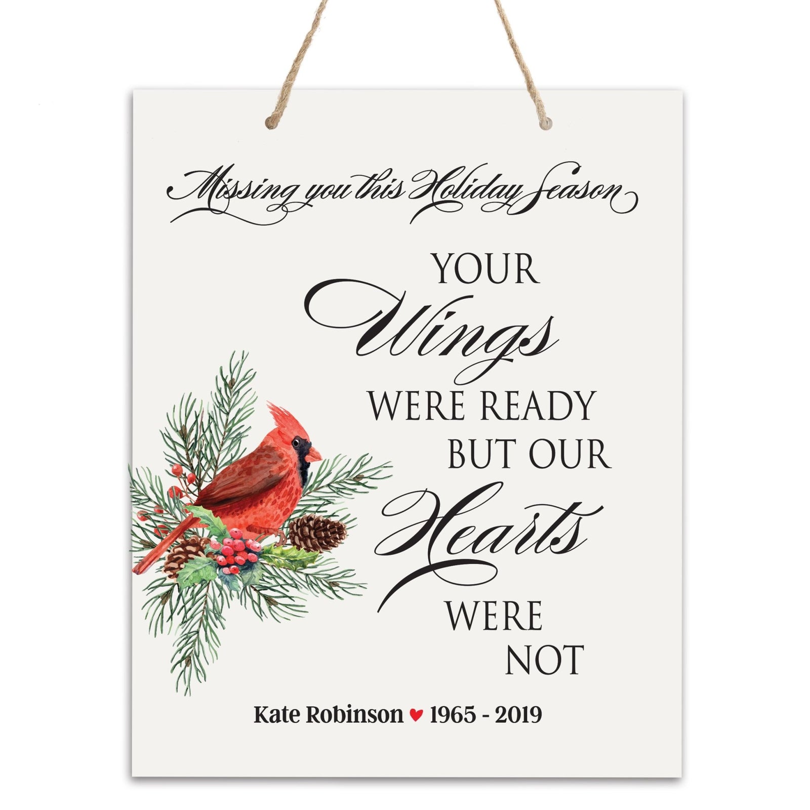 Personalized Christmas Remembrance Hanging Sign - Your Wings - LifeSong Milestones