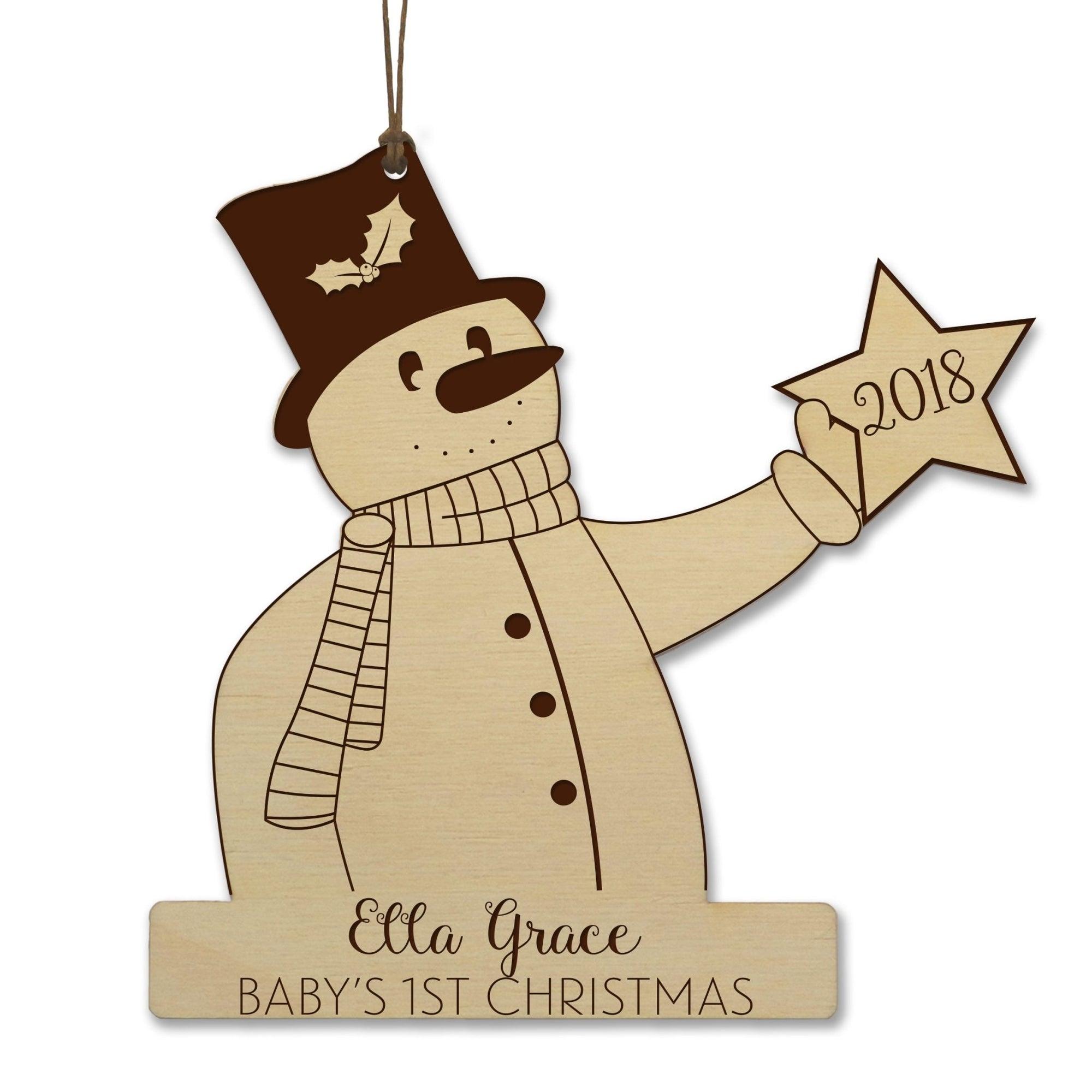Personalized Christmas Snowman with Star Ornament Baby’s 1st Christmas - LifeSong Milestones
