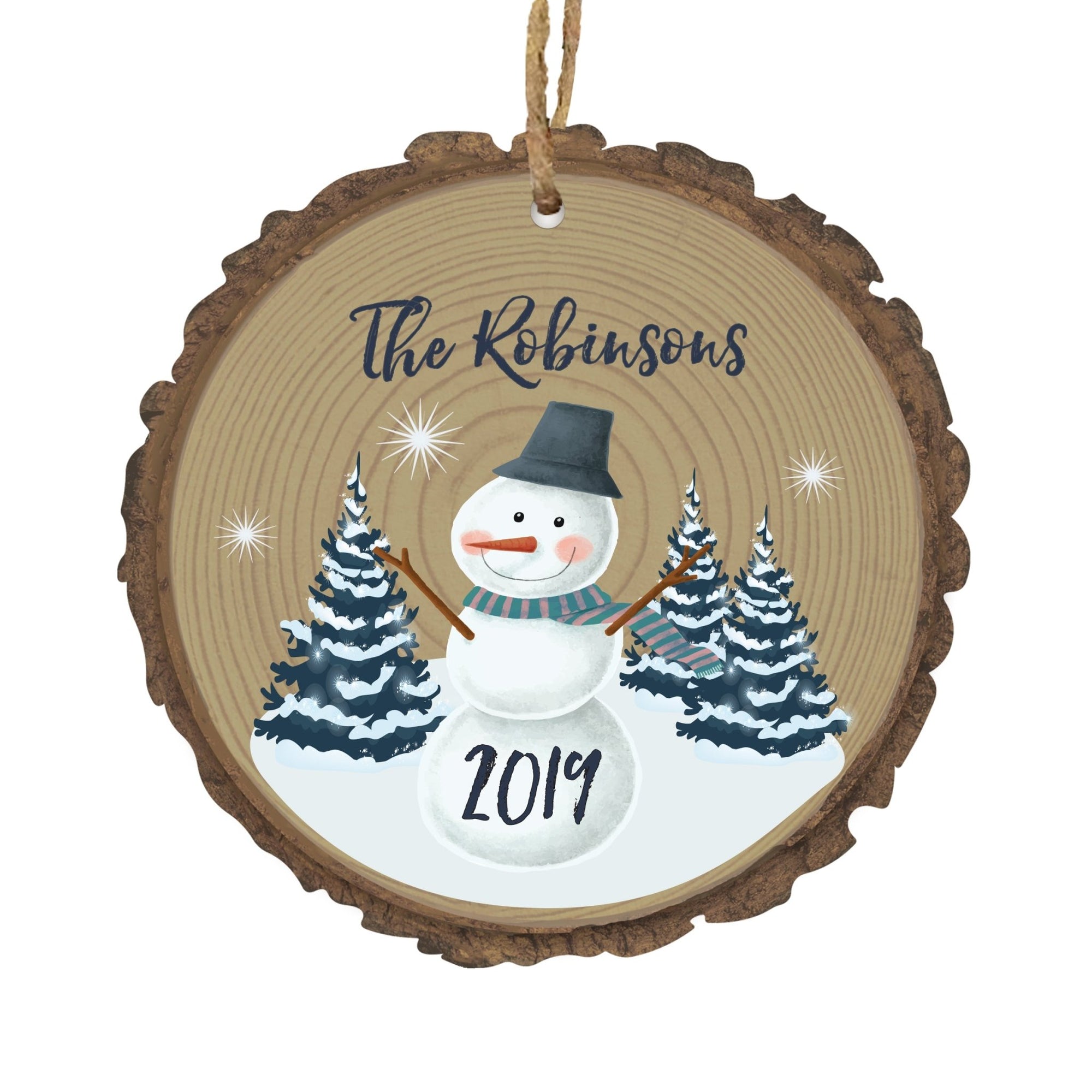 Personalized Christmas Snowmen Bark Home Ornament- Design A - LifeSong Milestones