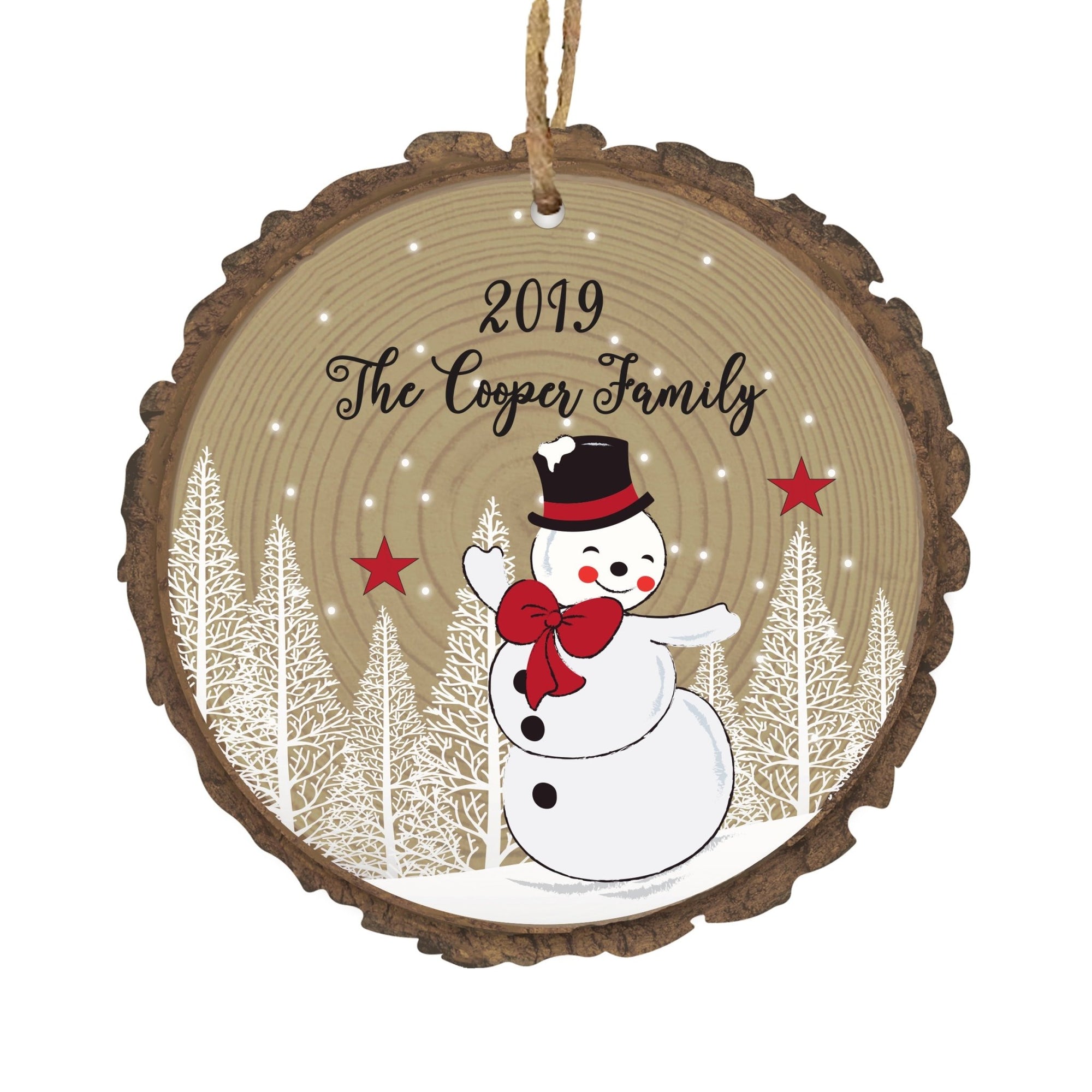 Personalized Christmas Snowmen Bark Home Ornament- Design B - LifeSong Milestones