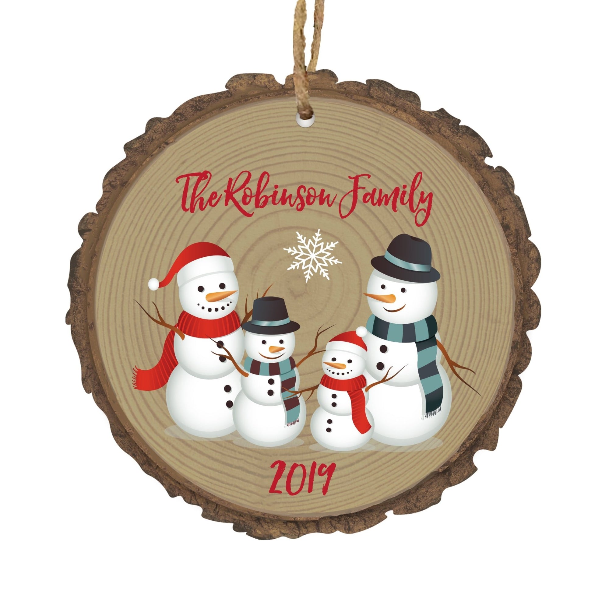 Personalized Christmas Snowmen Bark Home Ornament- Design C - LifeSong Milestones