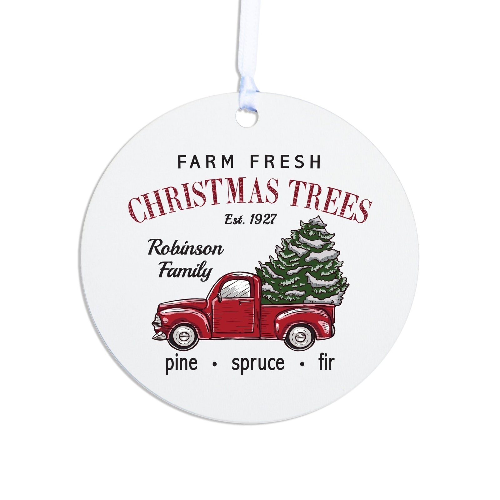 Personalized Christmas Truck Round Home Ornament- Farm Fresh - LifeSong Milestones