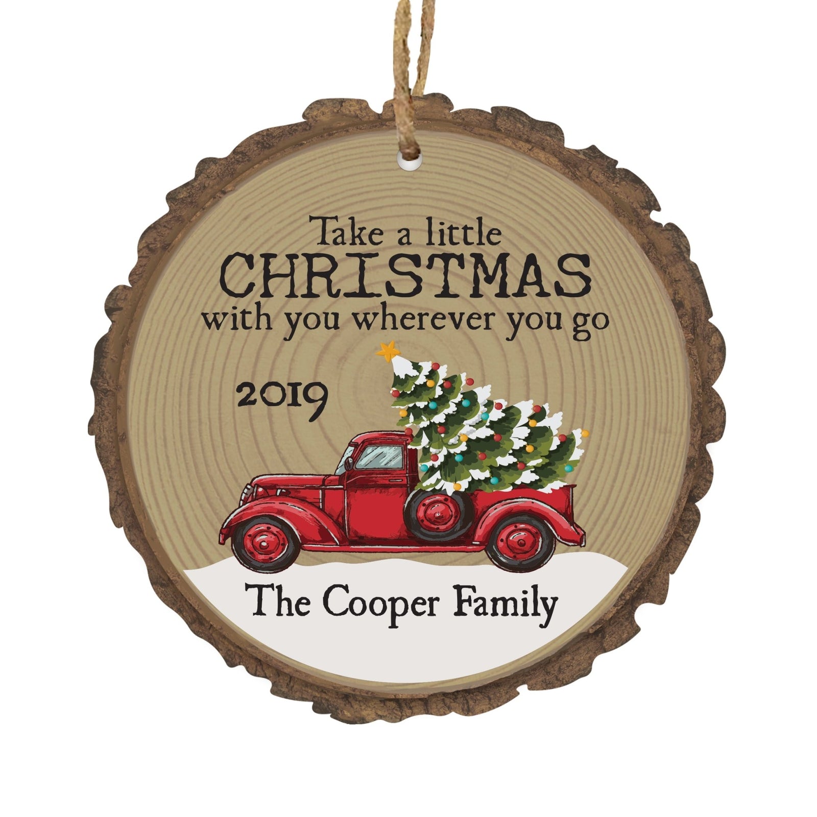 Personalized Christmas Trucks Bark Home Ornament- A Little Christmas - LifeSong Milestones