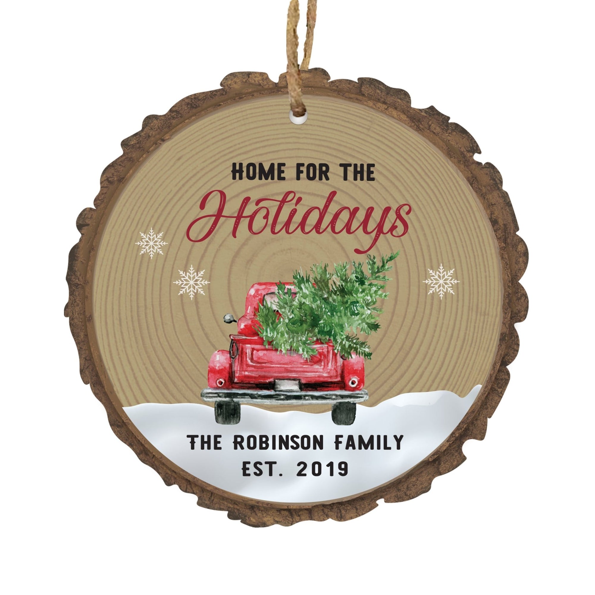 Personalized Christmas Trucks Bark Home Ornament- Home For The Holidays - LifeSong Milestones