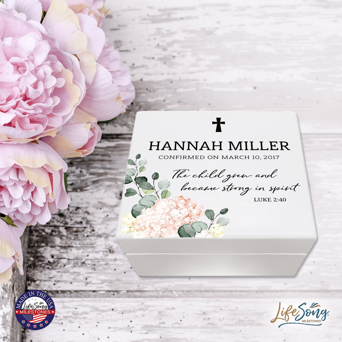 Lifesong Milestones Personalized Confirmation Dedication Keepsake Jewelry Box Gift for Girls | Baptismal Gifts