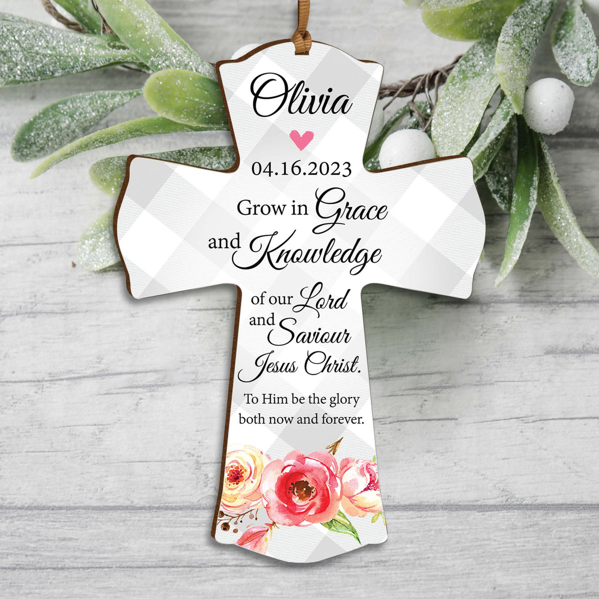 Personalized Confirmation Wooden Hanging Mini Cross - LifeSong Milestones