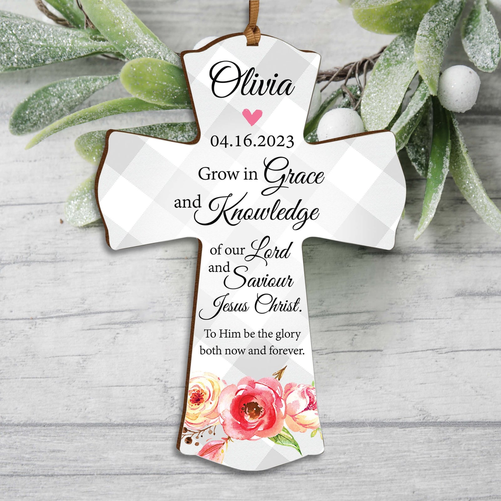Personalized Confirmation Wooden Hanging Mini Cross - LifeSong Milestones