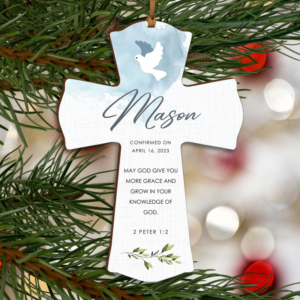 Personalized Confirmation Wooden Hanging Mini Cross - LifeSong Milestones