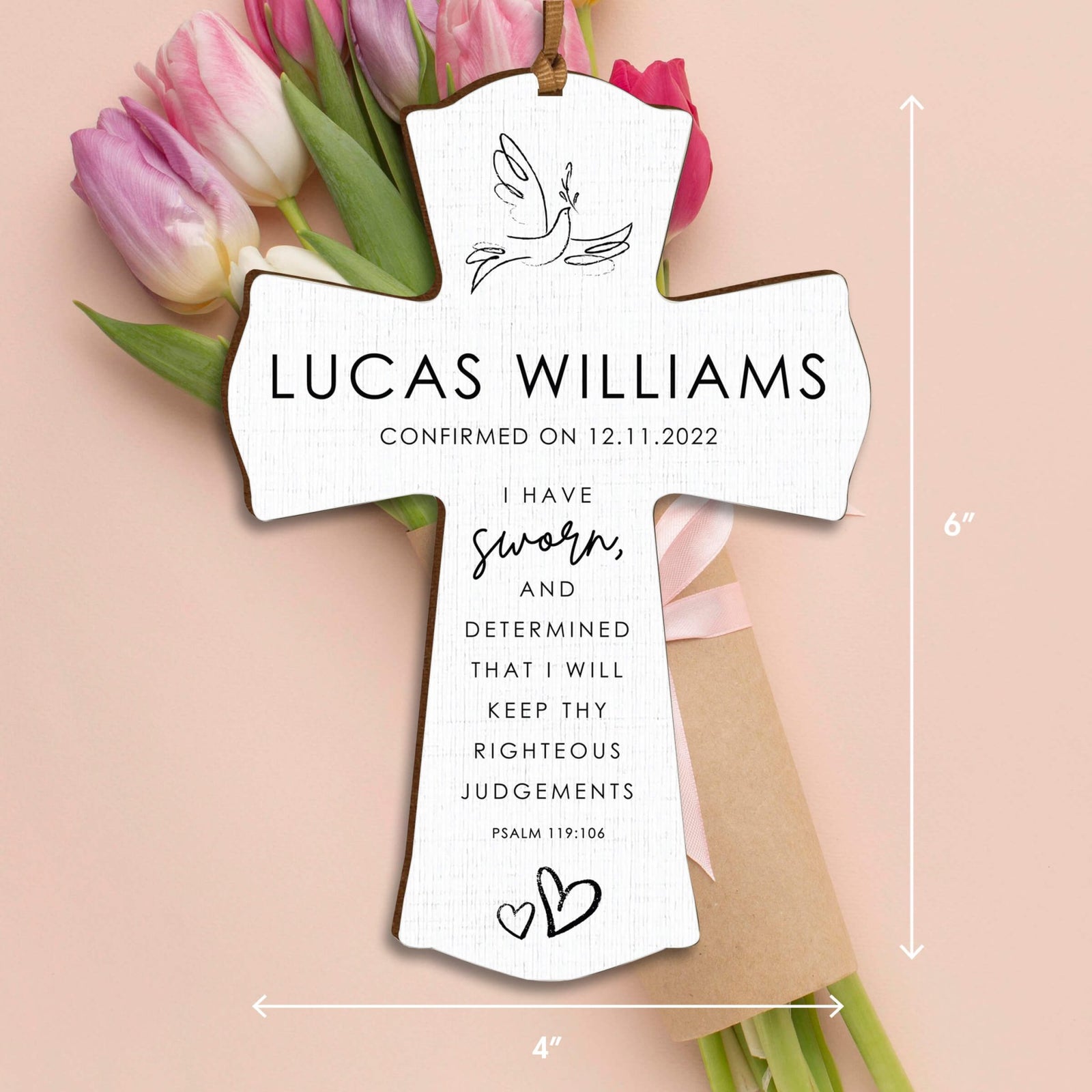 Personalized Confirmation Wooden Hanging Mini Cross - LifeSong Milestones