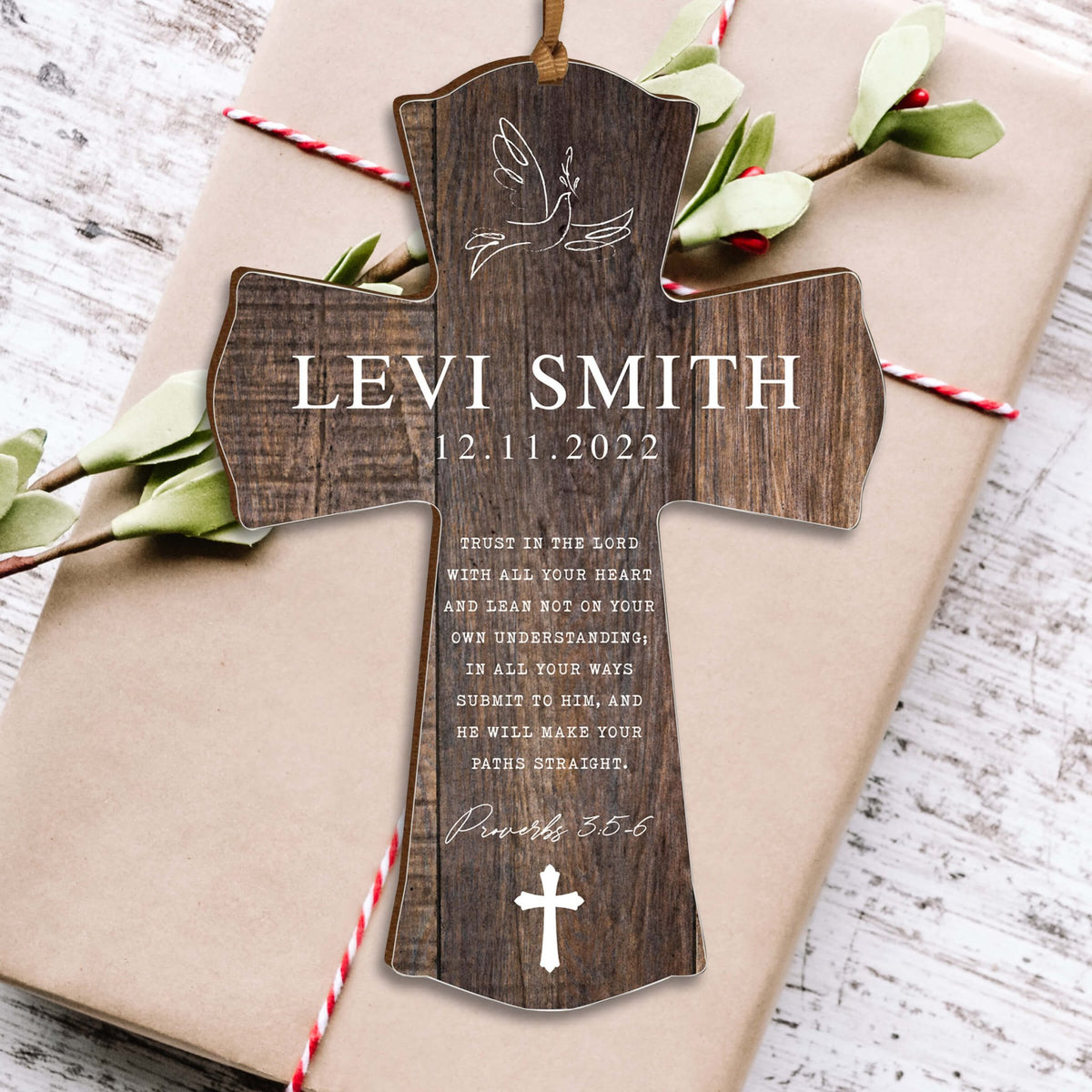 Personalized Confirmation Wooden Hanging Mini Cross - LifeSong Milestones